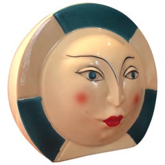 Small Art Deco Ceramic Lamp with Face