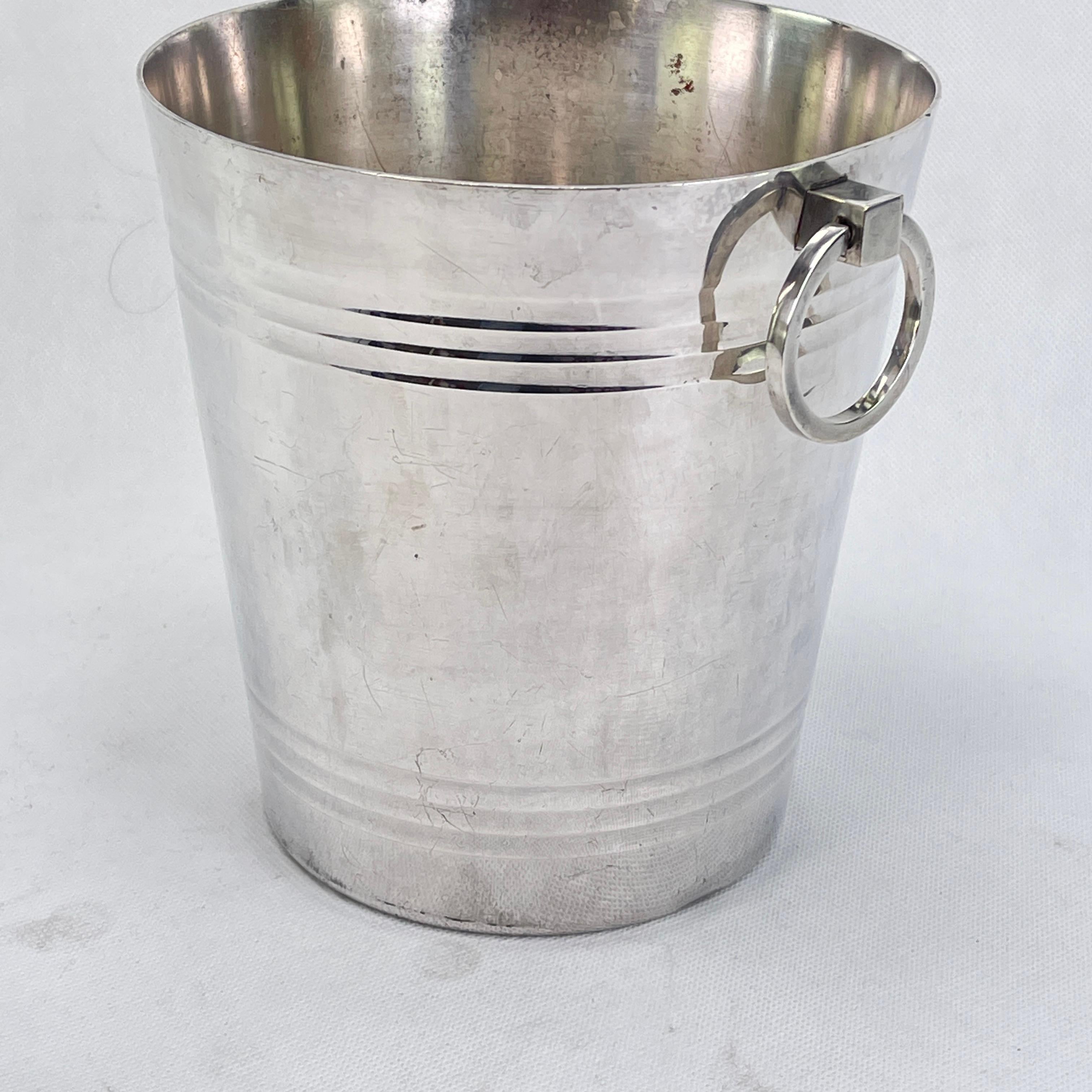 Silvered Small Art Deco Champagne Cooler by Saint Médard, 1930s