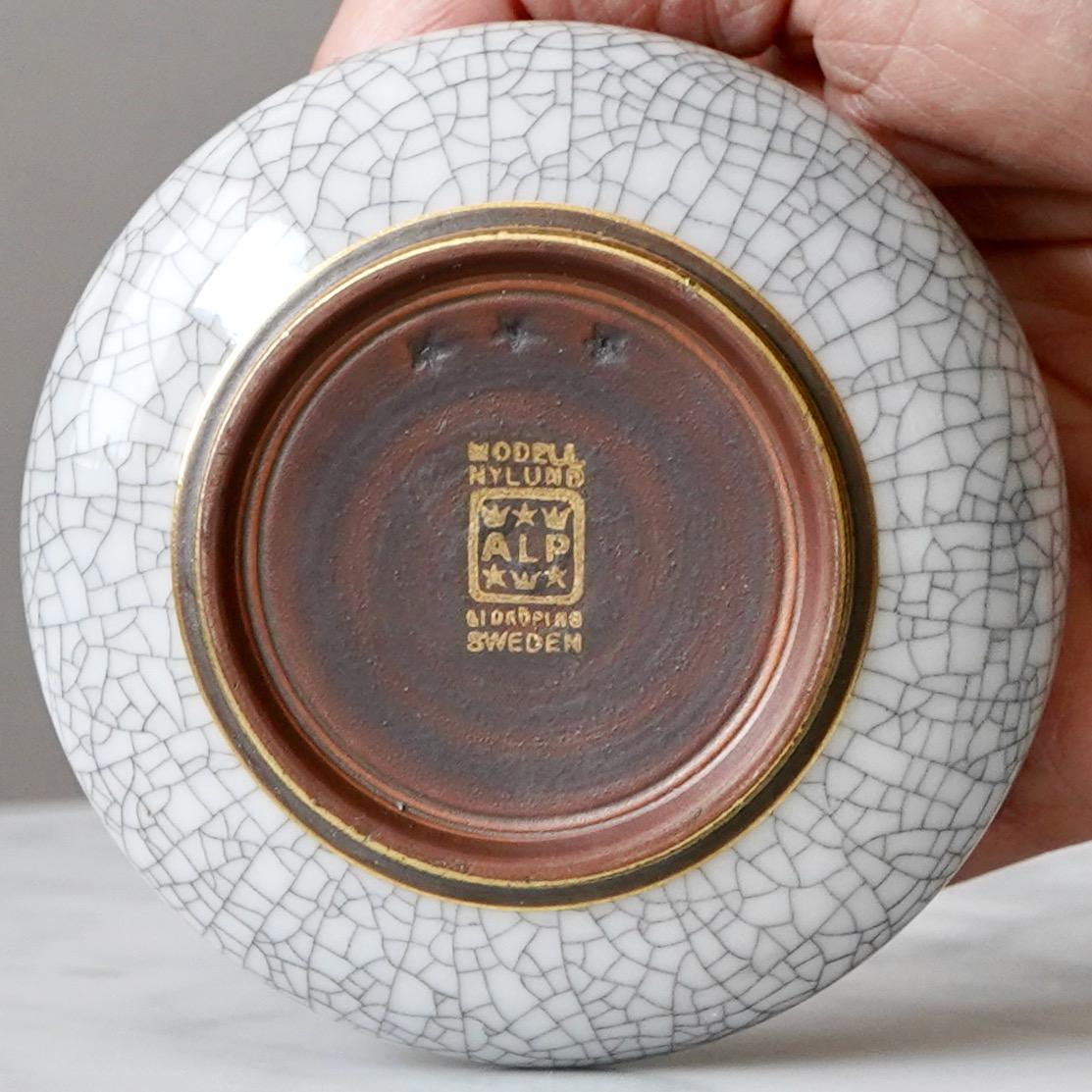 Piccola ciotola con coperchio in stile Art Déco smaltato a crepe di Gunnar Nylund. ALP, Svezia, anni '30 in vendita 3