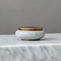 Small Art Deco Crackle Glazed Lidded Bowl by Gunnar Nylund. ALP, Sweden, 1930s