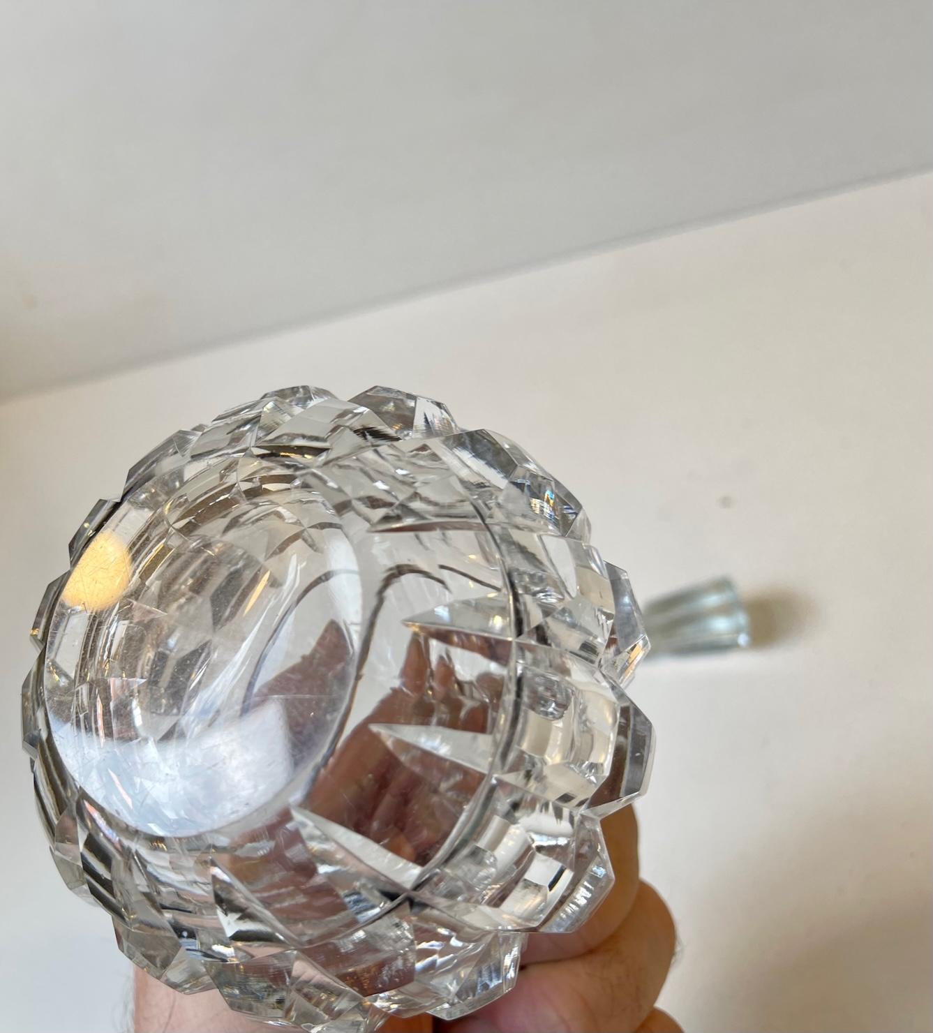 Small Art Deco Cut Crystal Decanter, 1930s In Good Condition In Esbjerg, DK