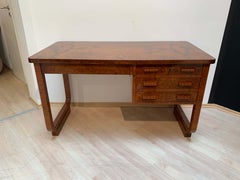 Small Art Deco Desk, Walnut Burl and Rosewood Veneer, France circa 1930