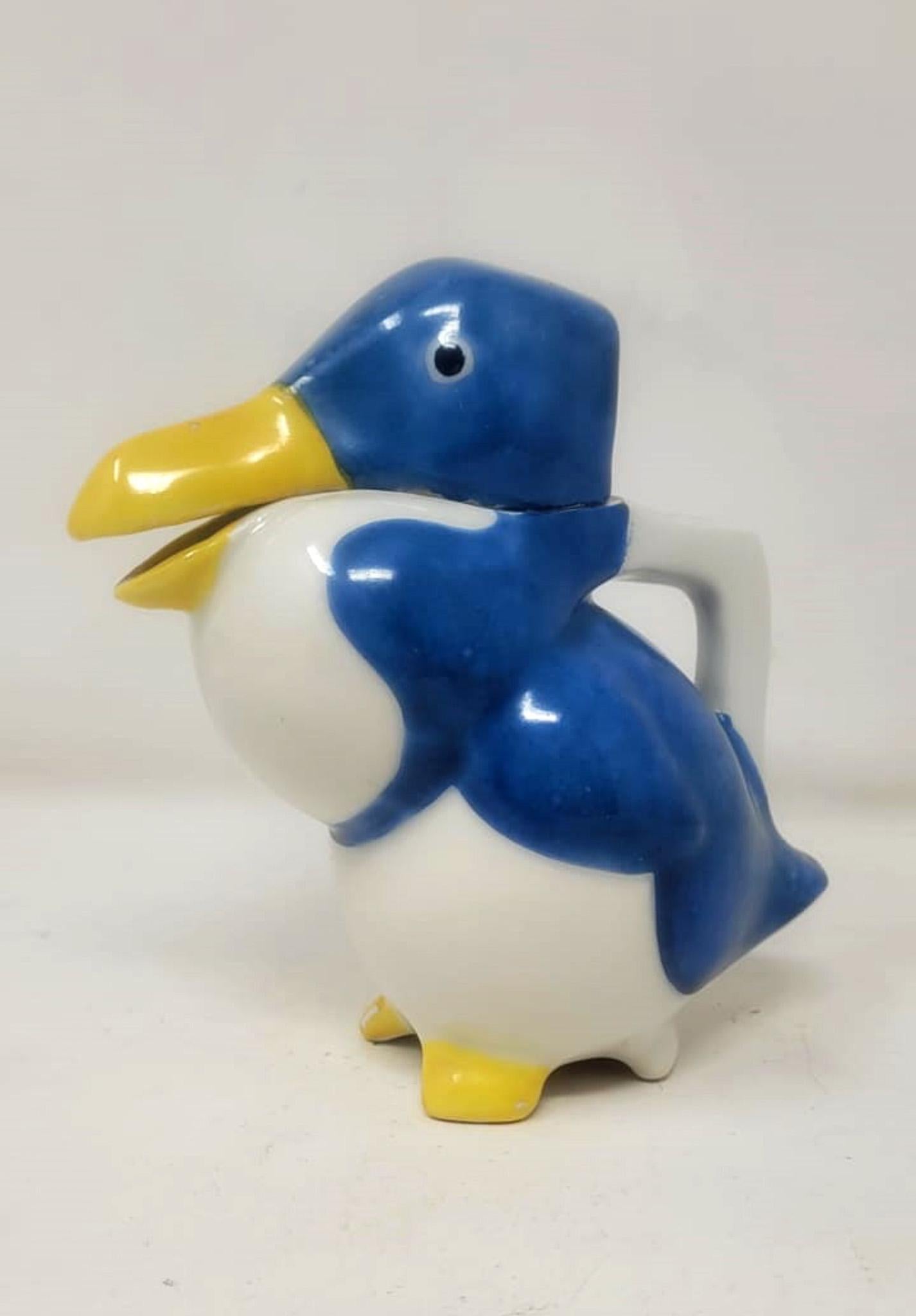 Small Art Deco Duck Pitcher In Limoges Porcelain by Edouard-Marcel Sandoz, 1916 For Sale 2