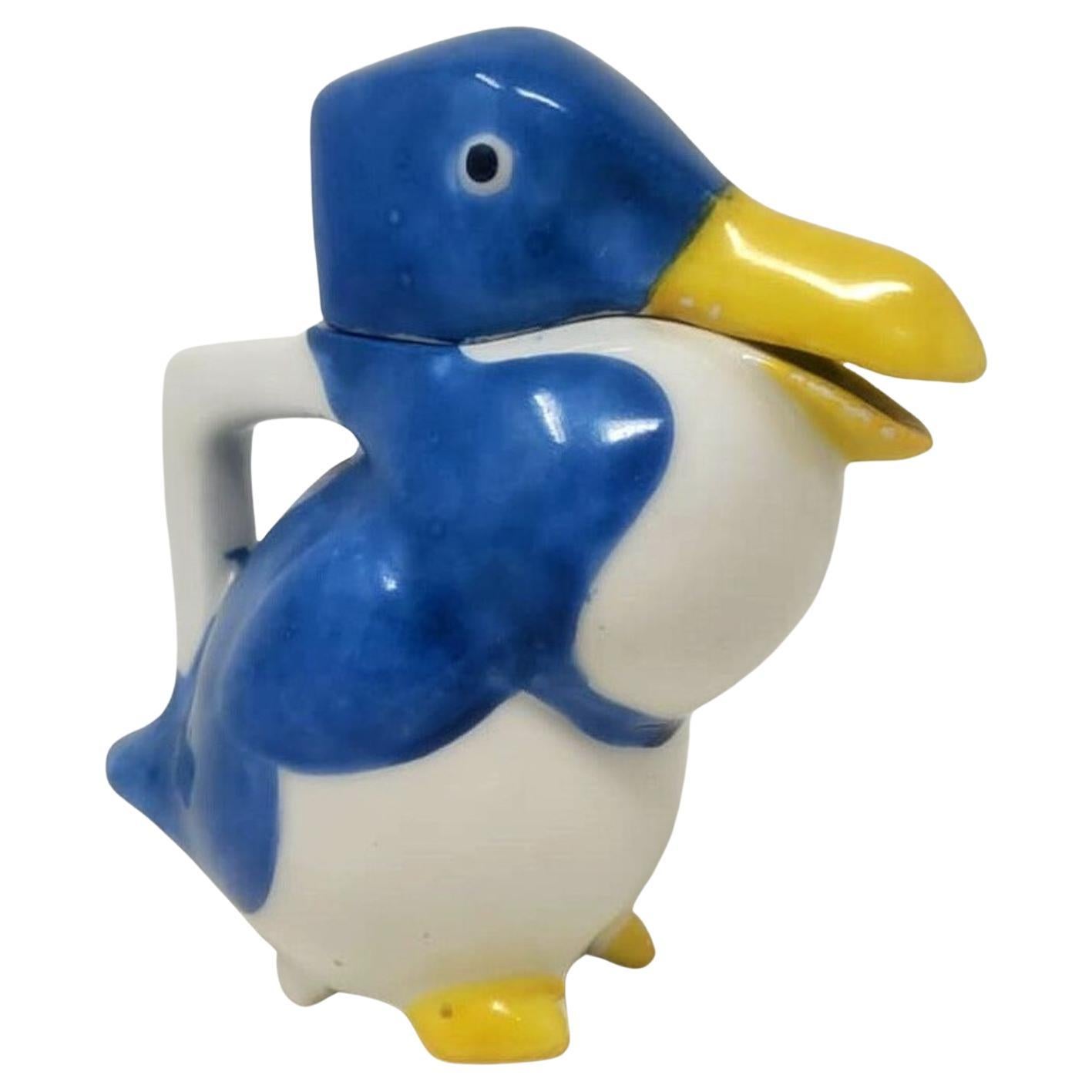 Small Art Deco Duck Pitcher In Limoges Porcelain by Edouard-Marcel Sandoz, 1916 For Sale