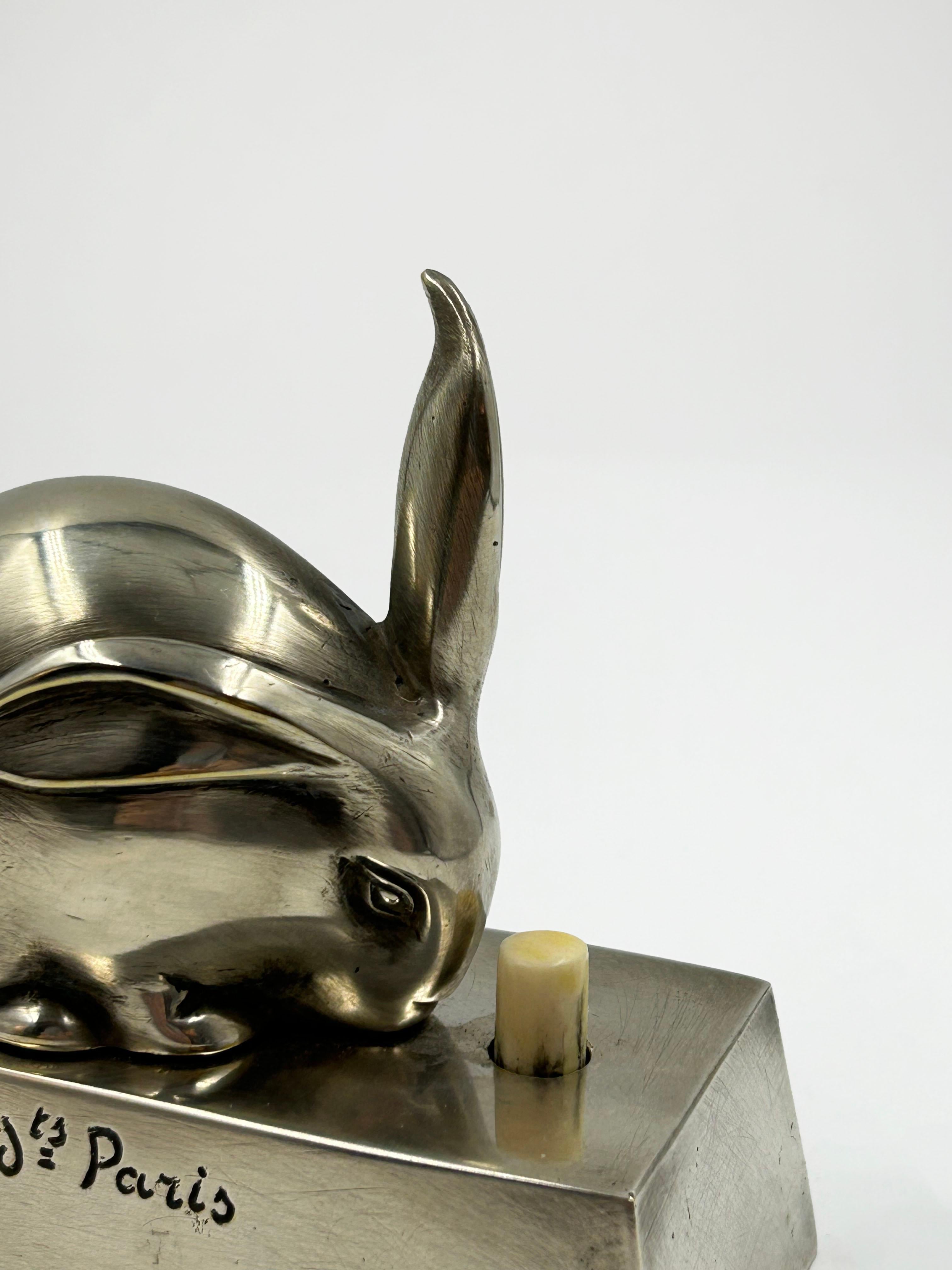 Kleine Art Deco Edouard-Marcel Sandoz antike versilberte Bronze Türklingel, rabb (Art déco) im Angebot
