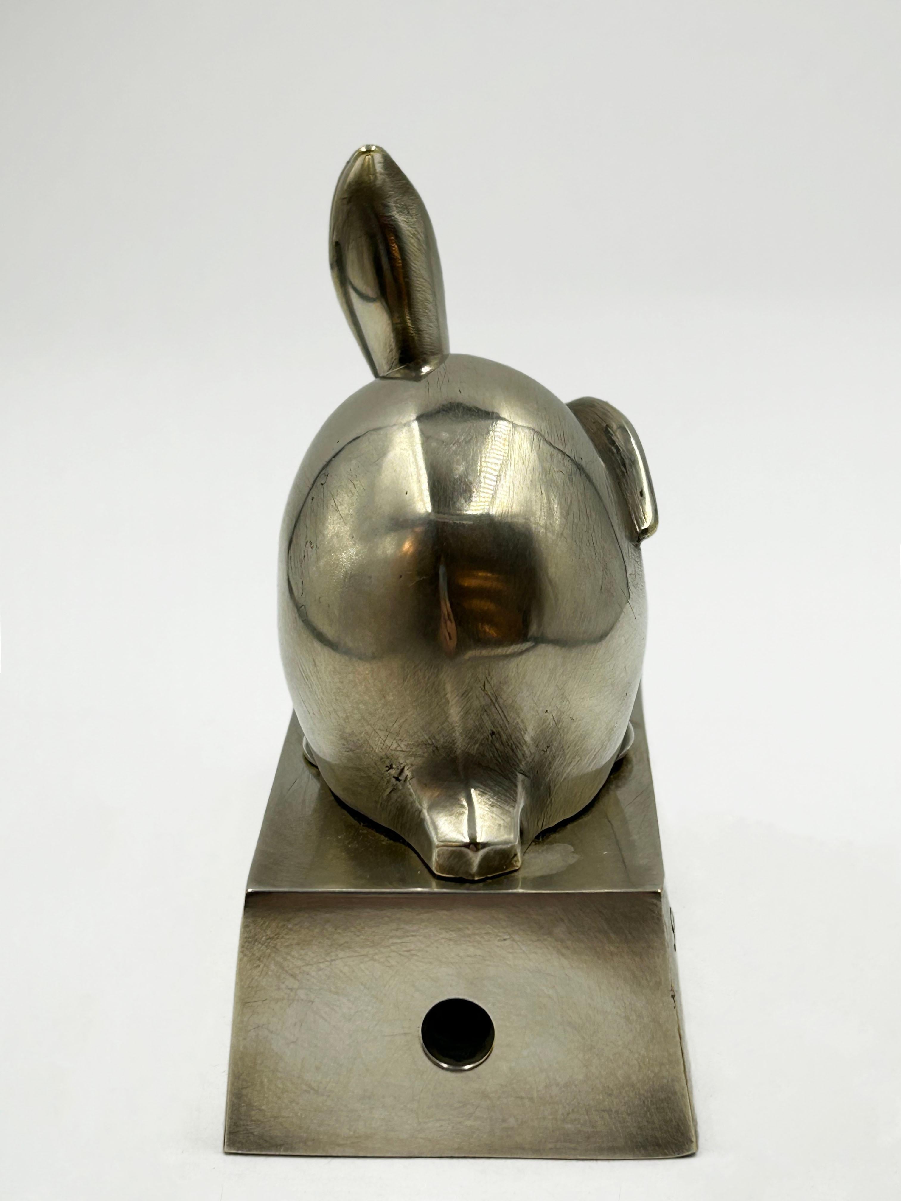 Kleine Art Deco Edouard-Marcel Sandoz antike versilberte Bronze Türklingel, rabb (Handgefertigt) im Angebot