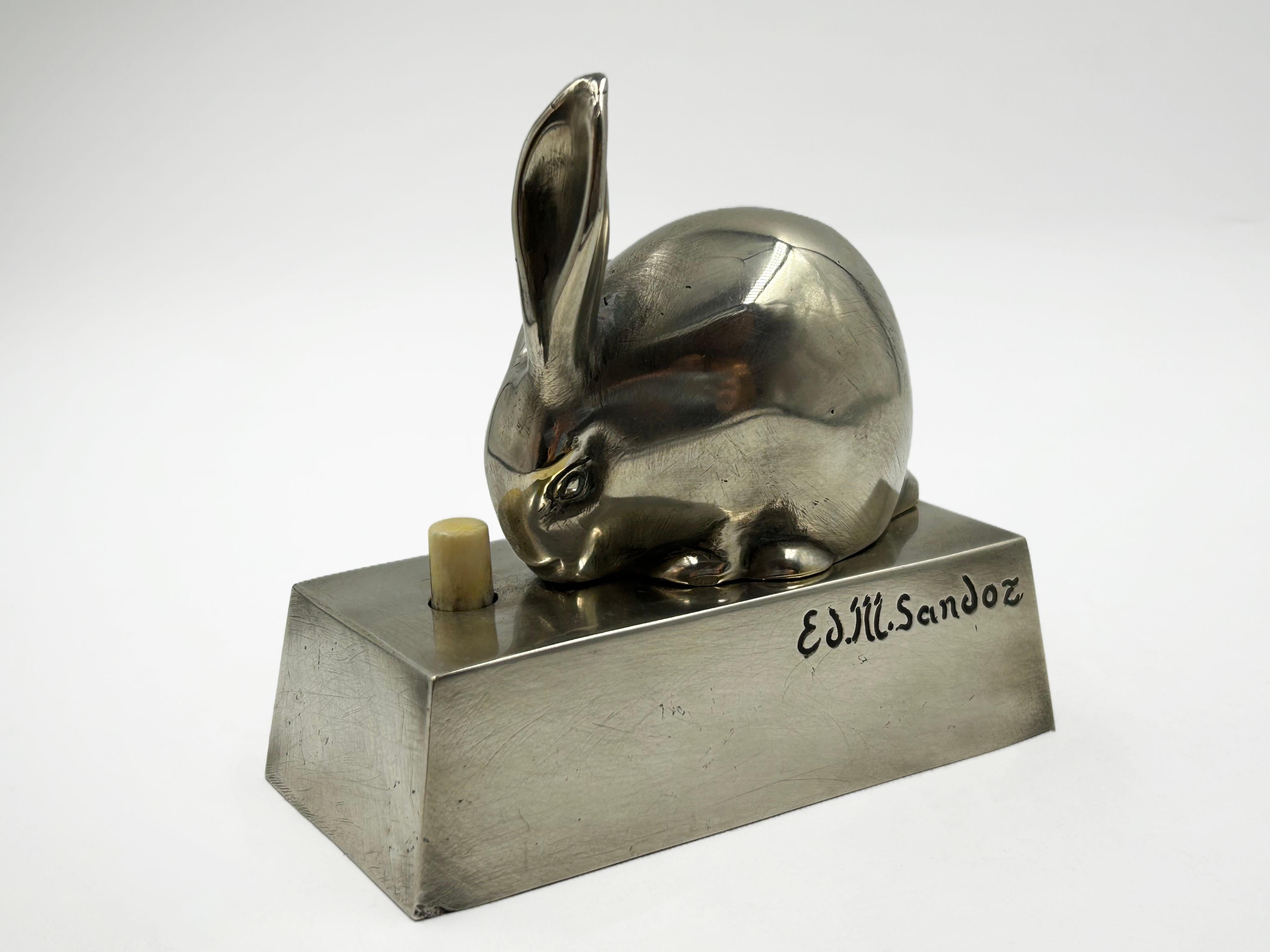 Kleine Art Deco Edouard-Marcel Sandoz antike versilberte Bronze Türklingel, rabb im Zustand „Gut“ im Angebot in Autonomous City Buenos Aires, CABA
