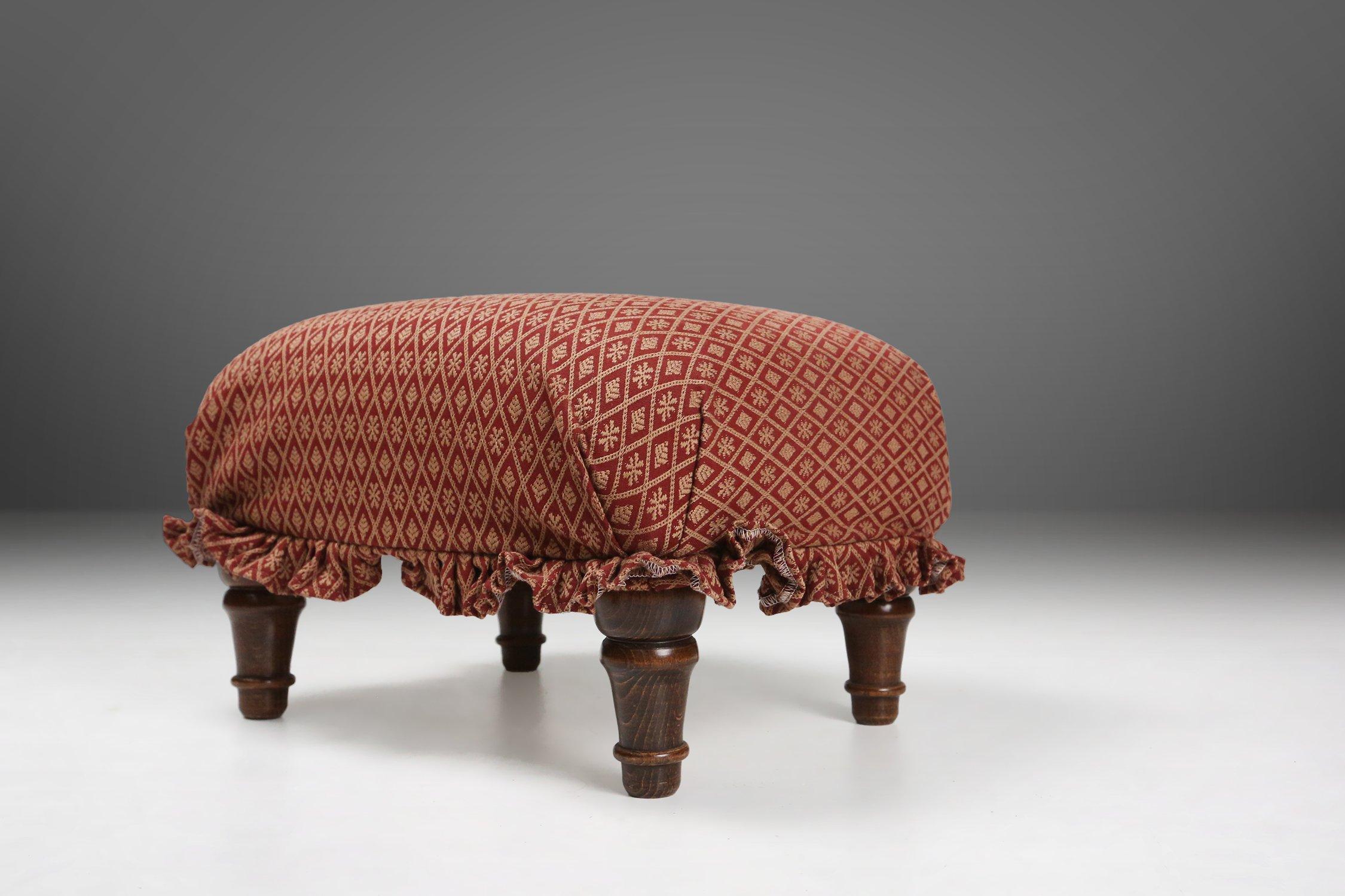 Small Art Deco Footstool with Original Upholstery, France, 1940s For Sale 5