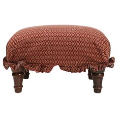 Vintage Small Art Deco Footstool with Original Upholstery, France, 1940s