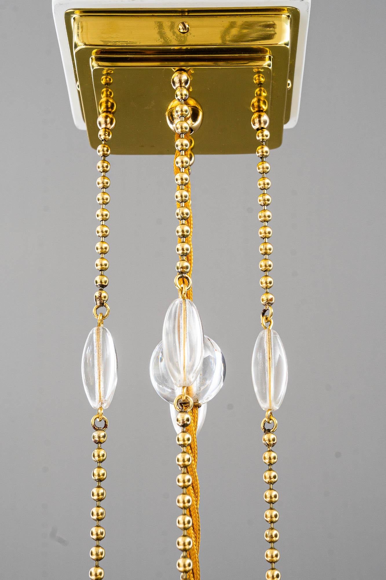 Hängeleuchte im Art déco-Stil mit Vienna aus klarem geschliffenem Glas, um 1920 im Angebot 3