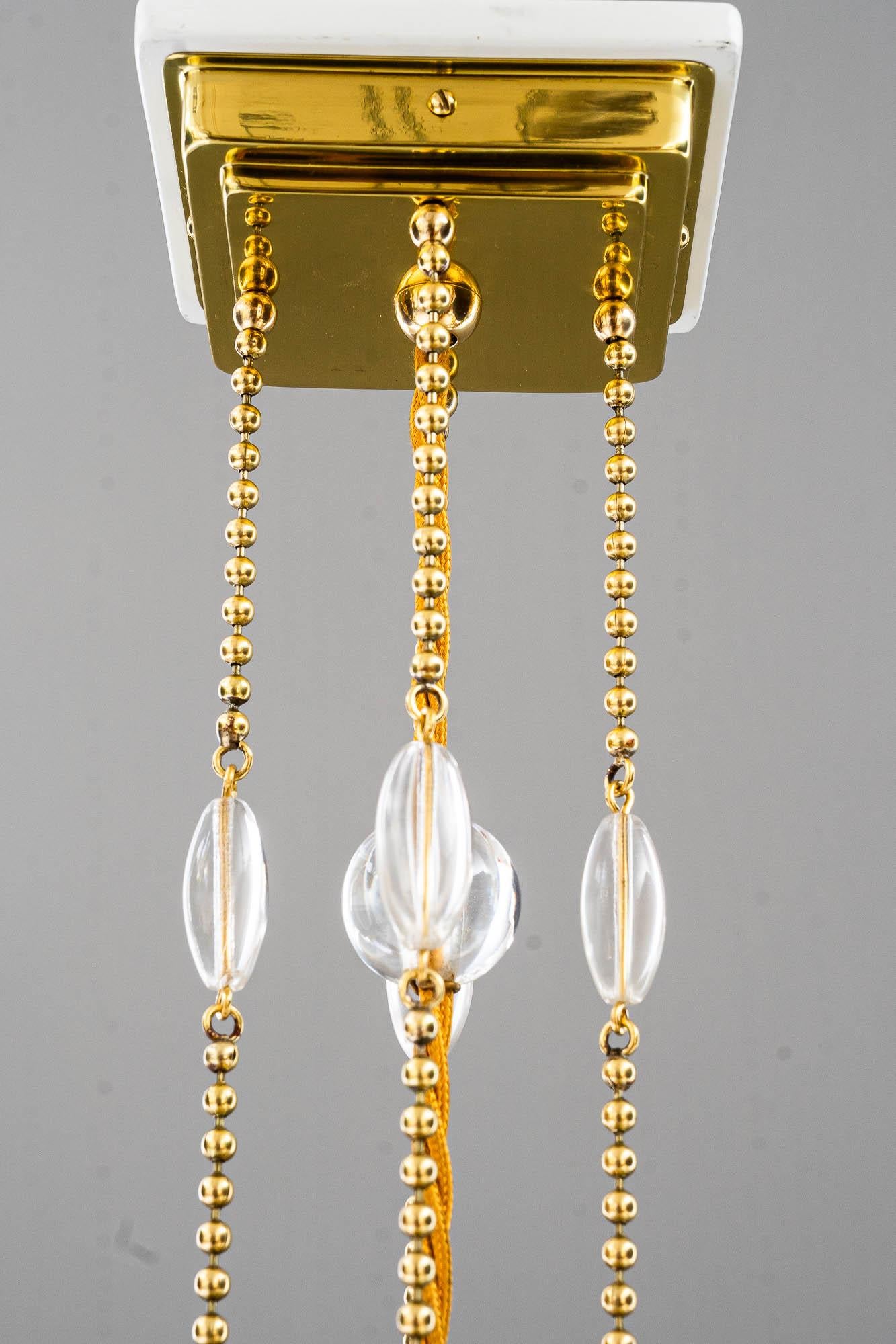 Hängeleuchte im Art déco-Stil mit Vienna aus klarem geschliffenem Glas, um 1920 im Angebot 2