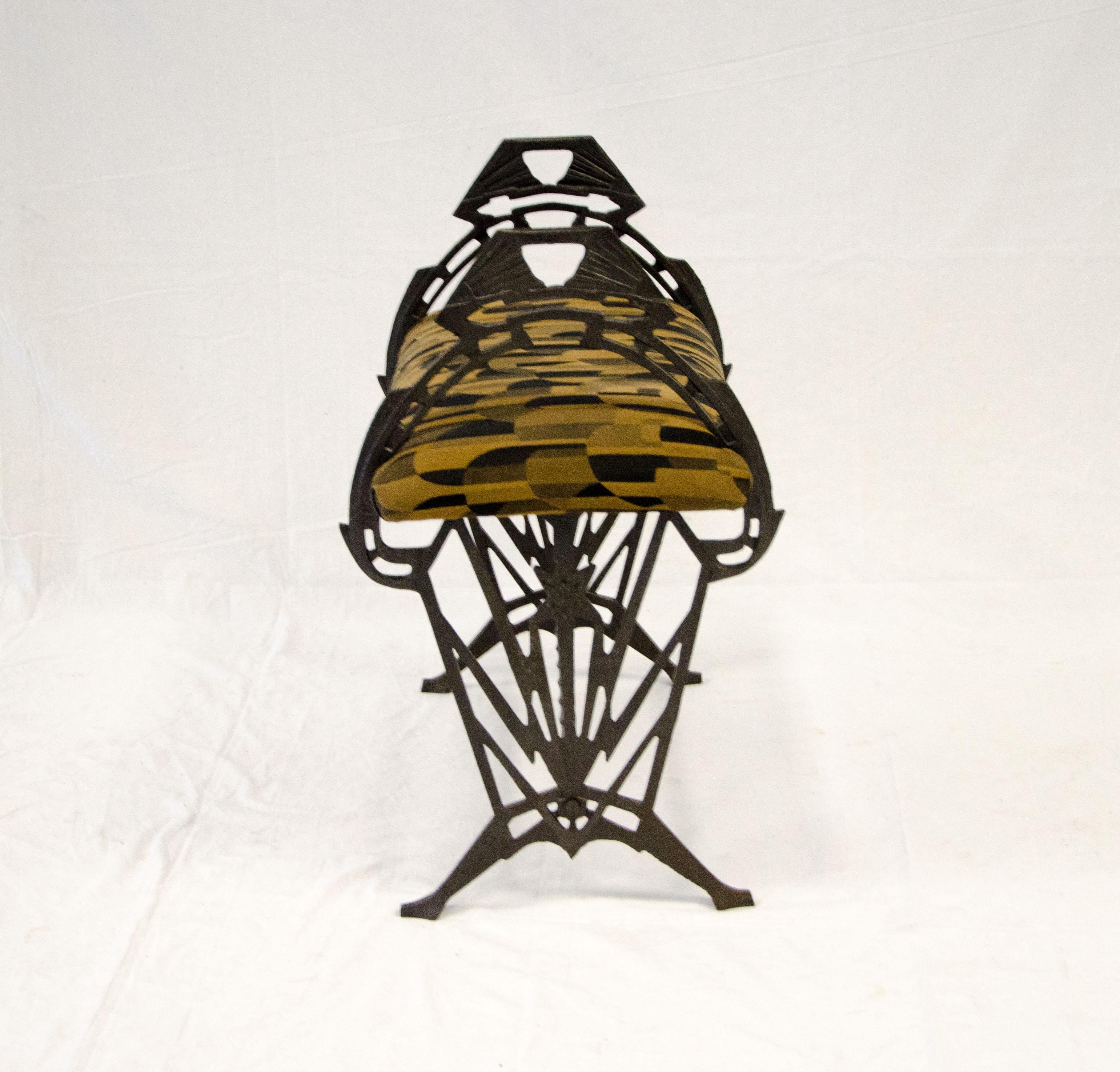 American Small Art Deco Iron Bench For Sale