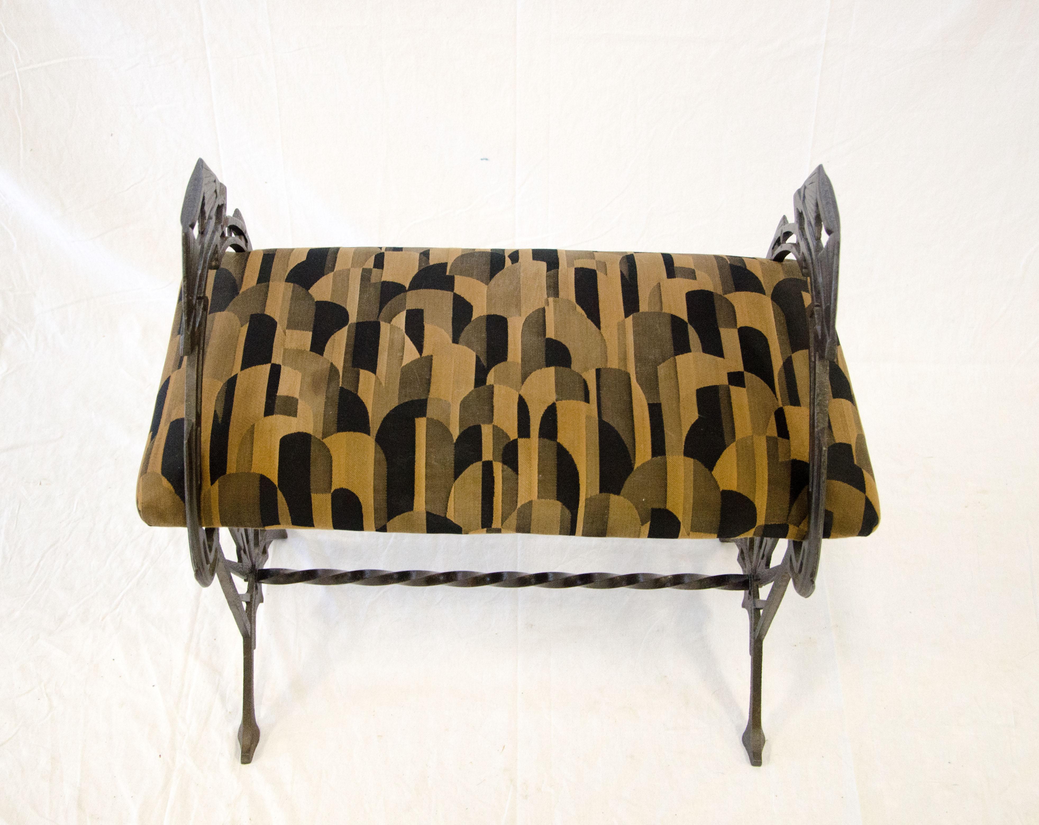 Small Art Deco Iron Bench In Good Condition For Sale In Crockett, CA