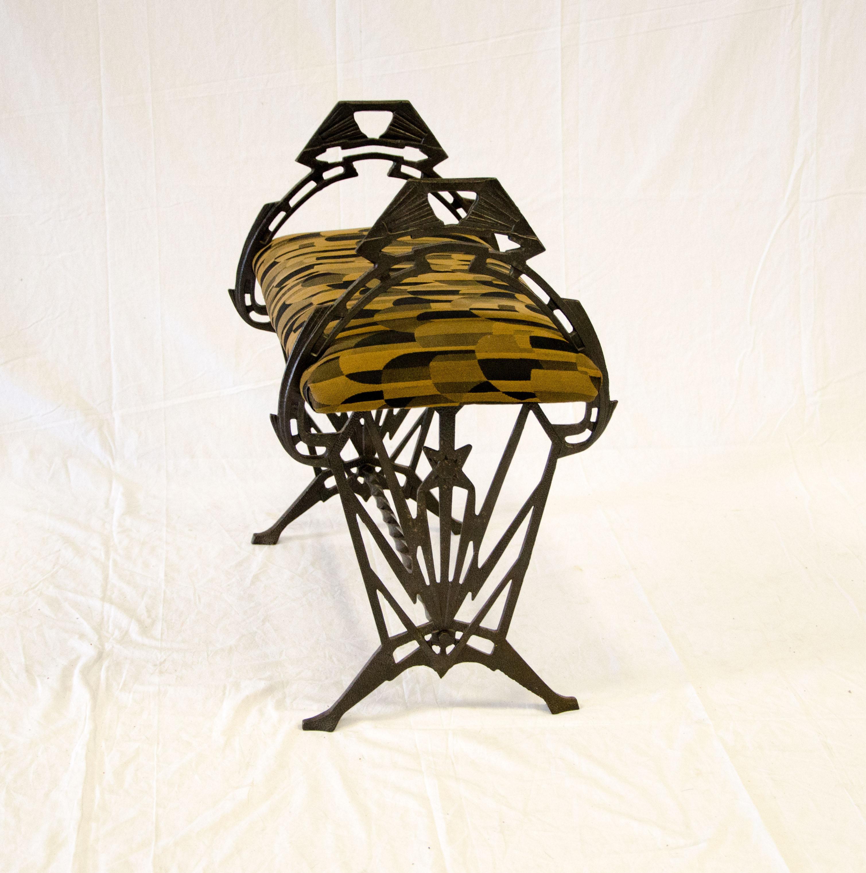 20th Century Small Art Deco Iron Bench For Sale