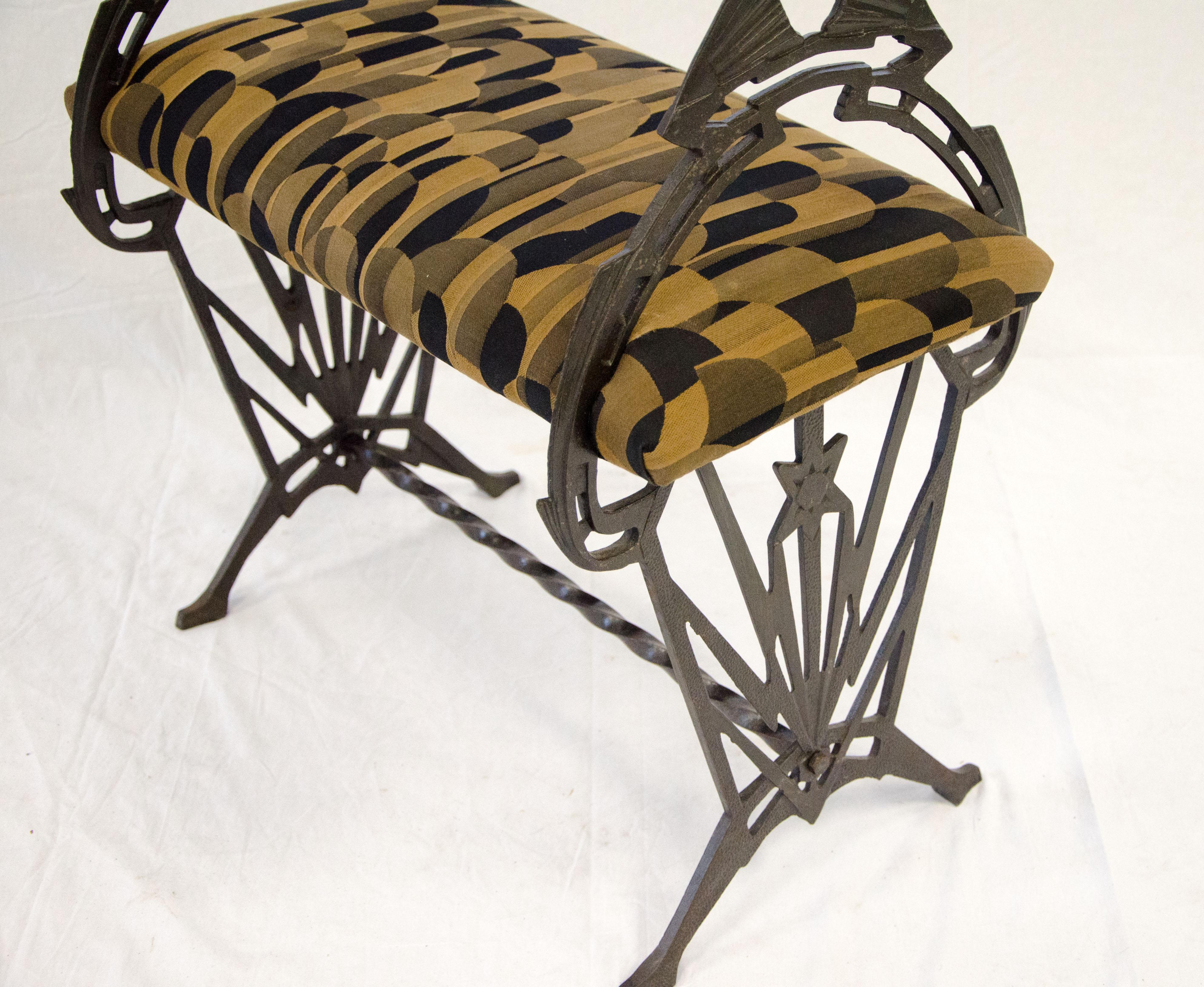 Small Art Deco Iron Bench For Sale 2