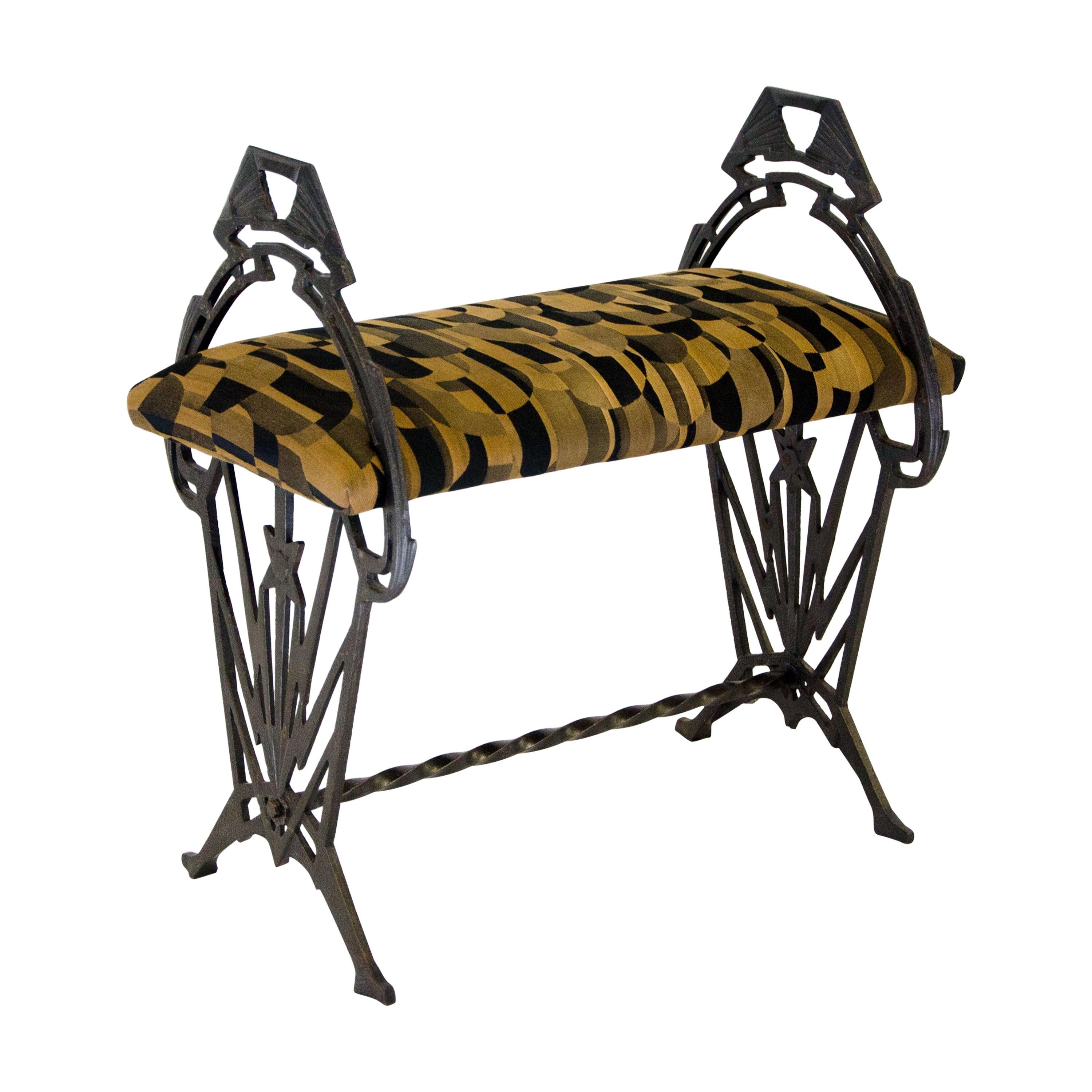 Small Art Deco Iron Bench For Sale