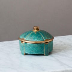 Pequeño cuenco Art Decó de reflejo metálico con tapa de Josef Ekberg para Gustavsberg, Suecia, años 1920