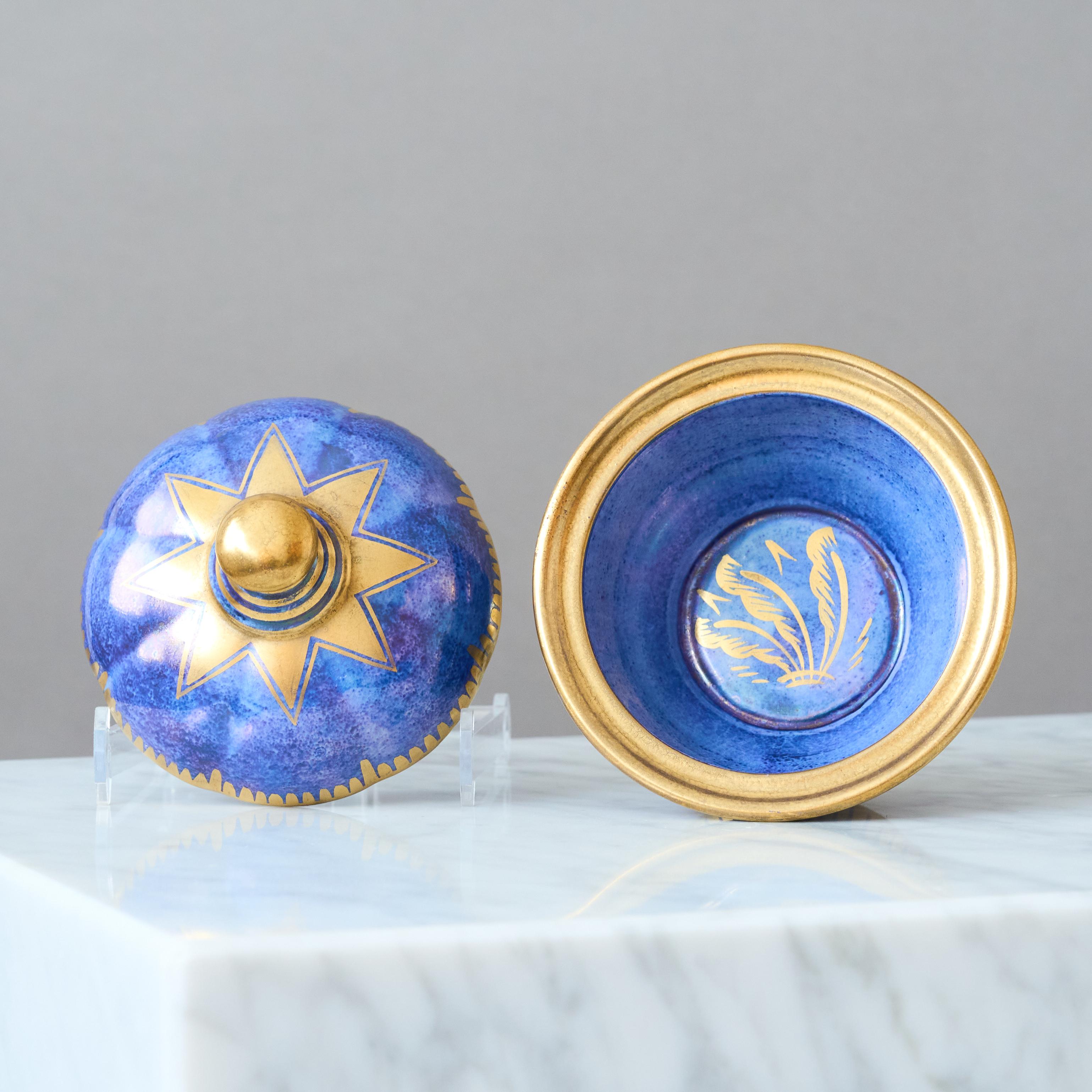 Swedish Small Art Deco Lustre Lidded Bowl by Josef Ekberg for Gustavsberg, Sweden, 1930. For Sale