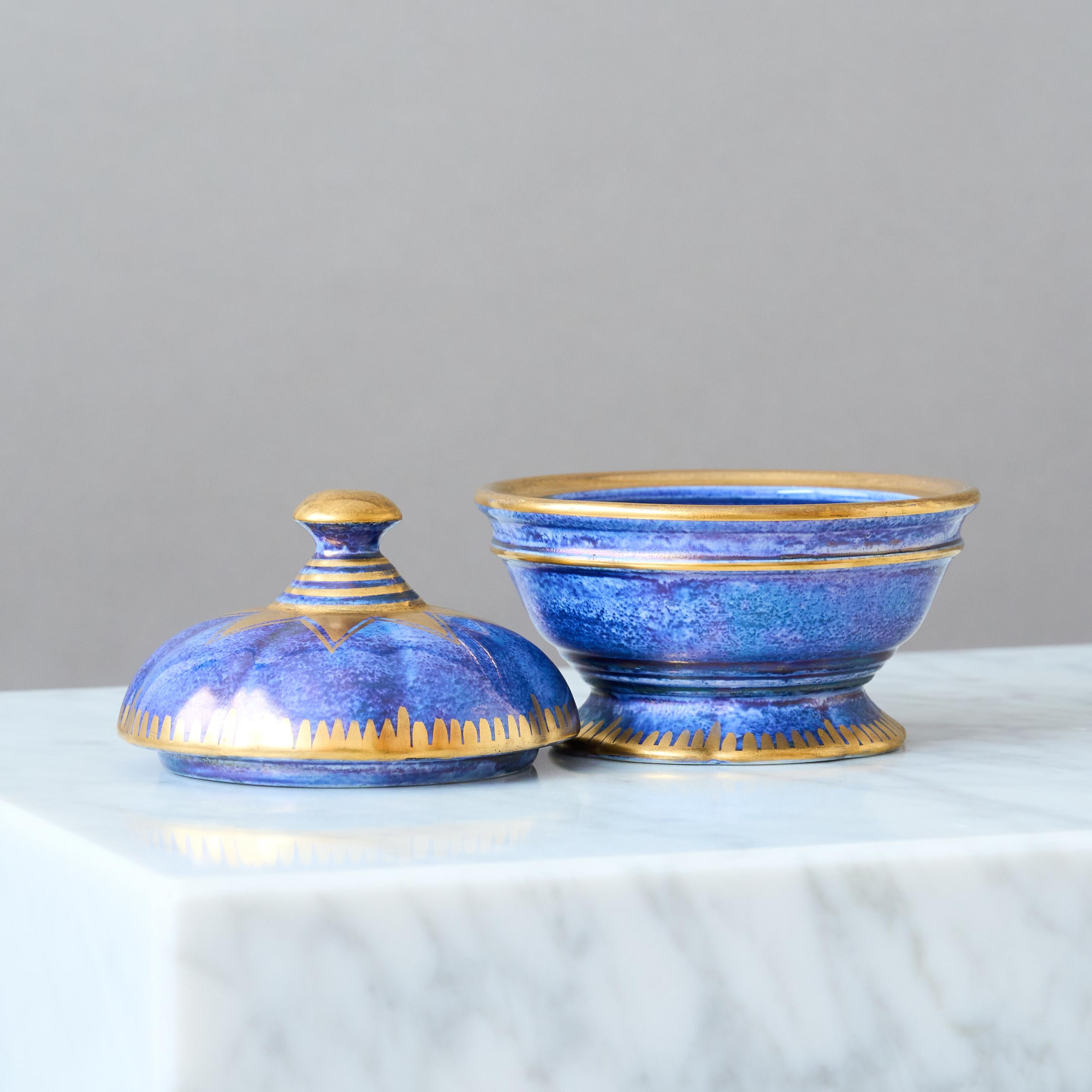 Mid-20th Century Small Art Deco Lustre Lidded Bowl by Josef Ekberg for Gustavsberg, Sweden, 1930. For Sale