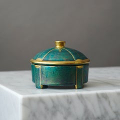 Vintage Small Art Deco Lustre Lidded Bowl by Josef Ekberg for Gustavsberg, Sweden, 1930s