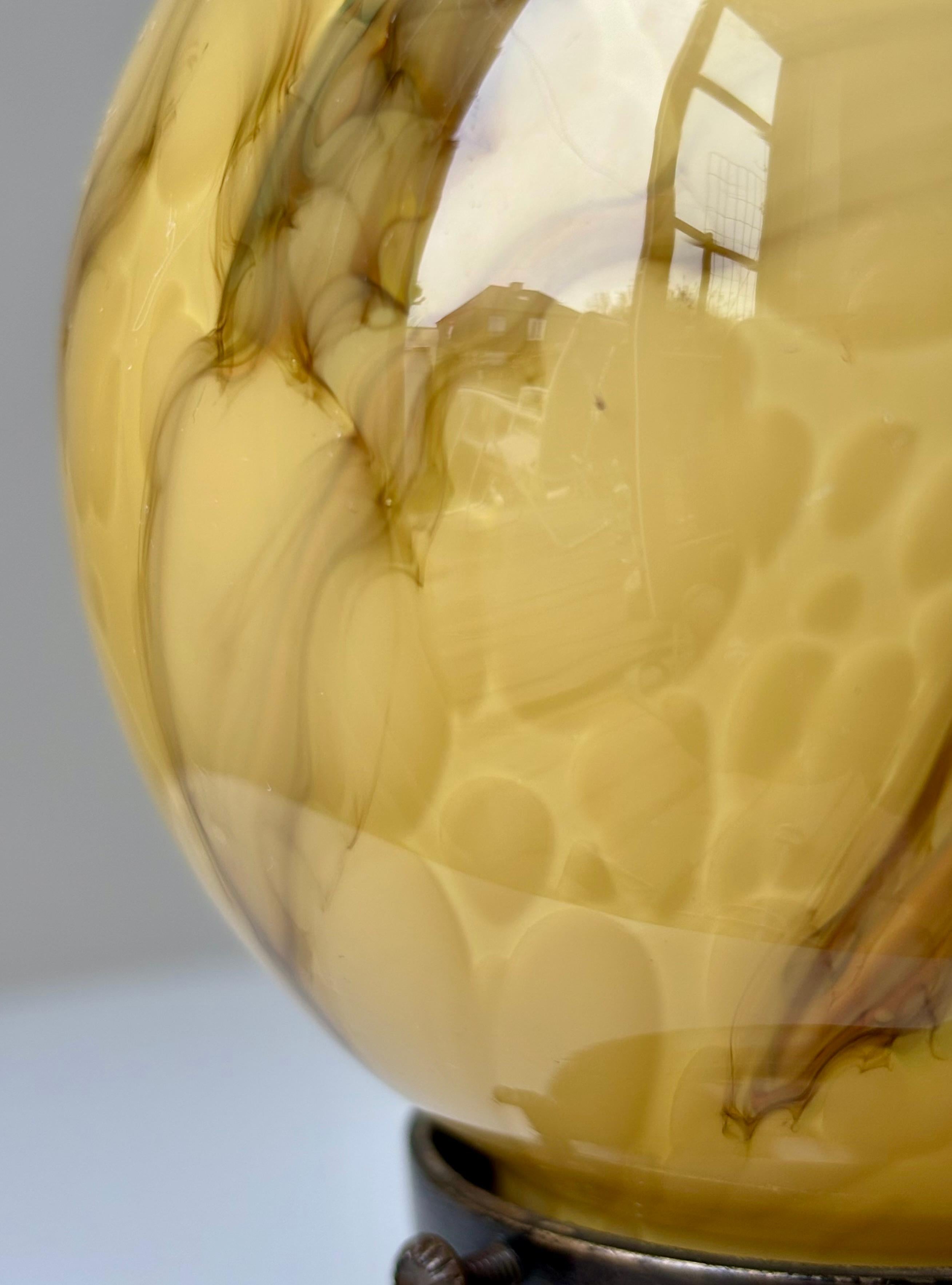 20th Century Antique Art Deco Marbled Globe Table Lamp, 1930s For Sale