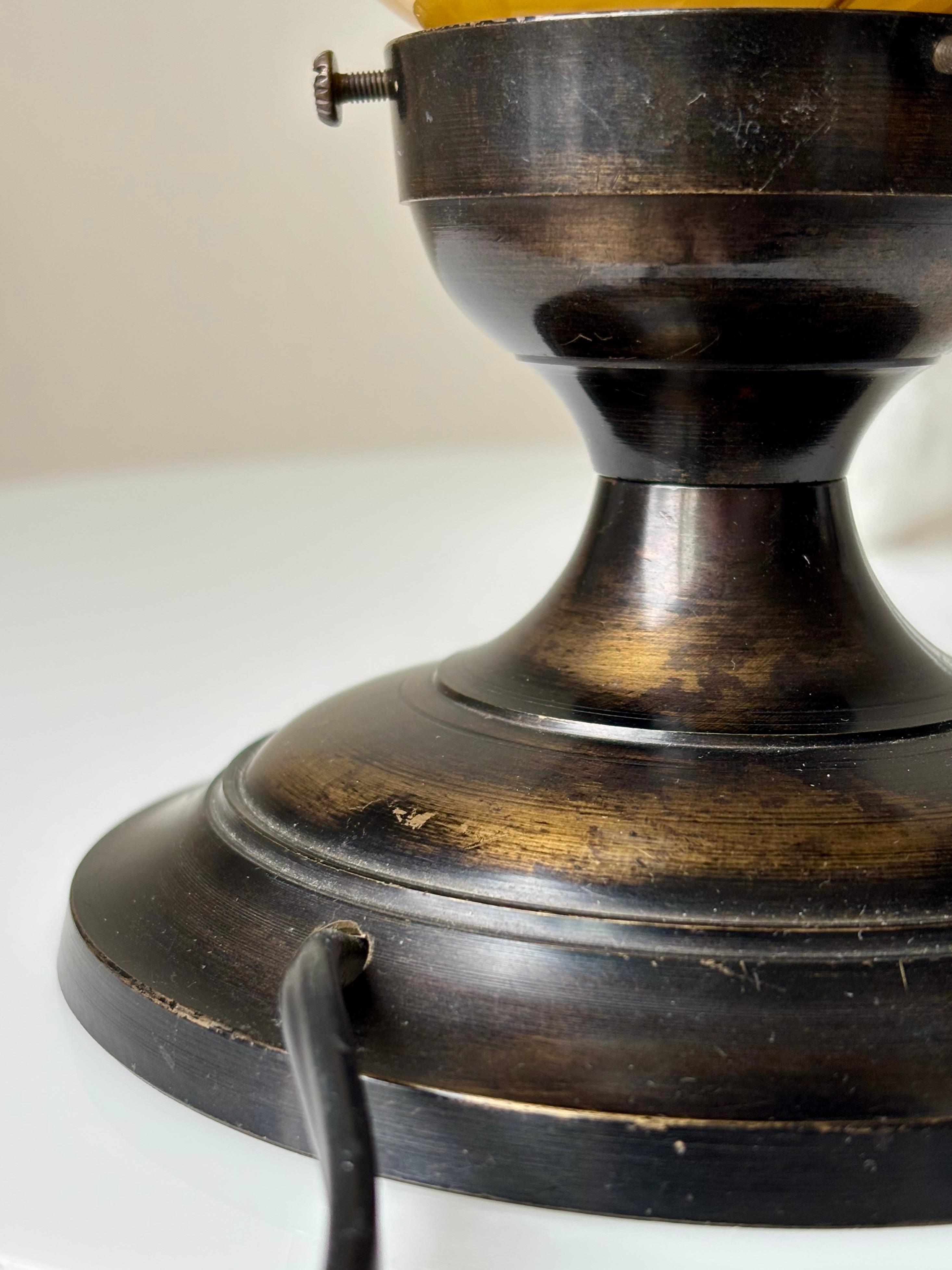 Metal Antique Art Deco Marbled Globe Table Lamp, 1930s For Sale