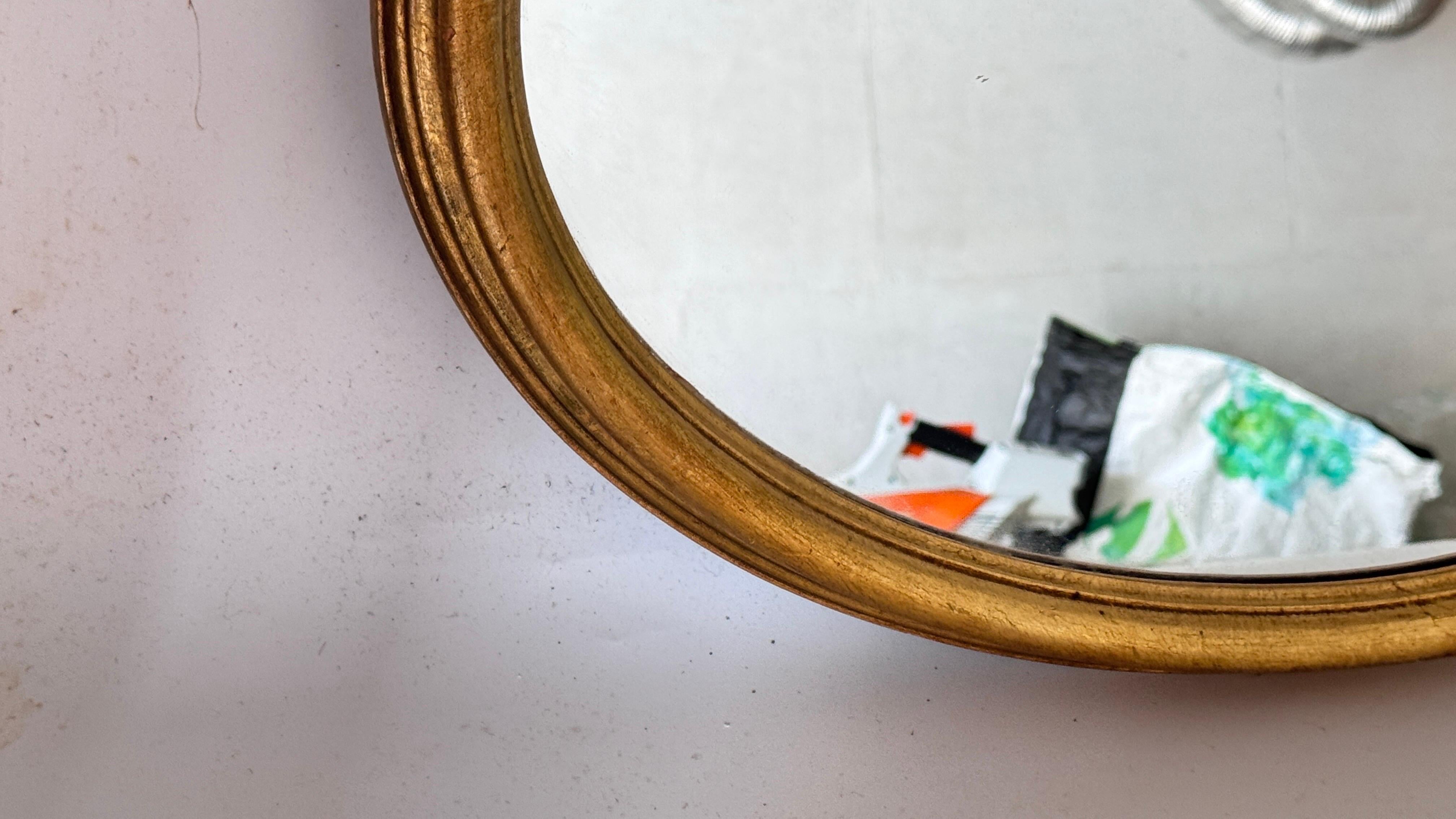 Small Art Deco Mirror, Gilt and Carved Wood, Gold Color, France XX century For Sale 8