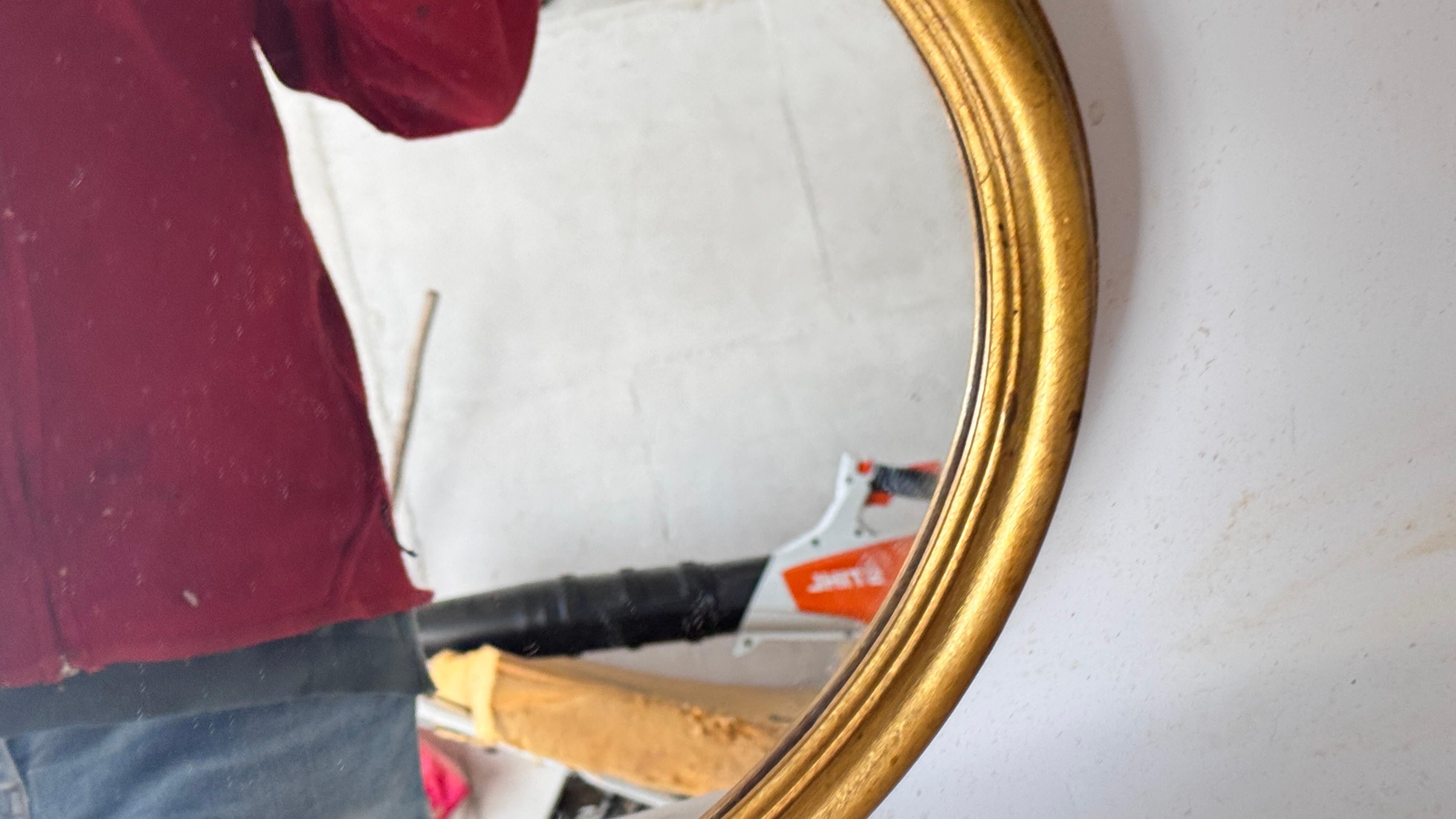 20th Century Small Art Deco Mirror, Gilt and Carved Wood, Gold Color, France XX century For Sale