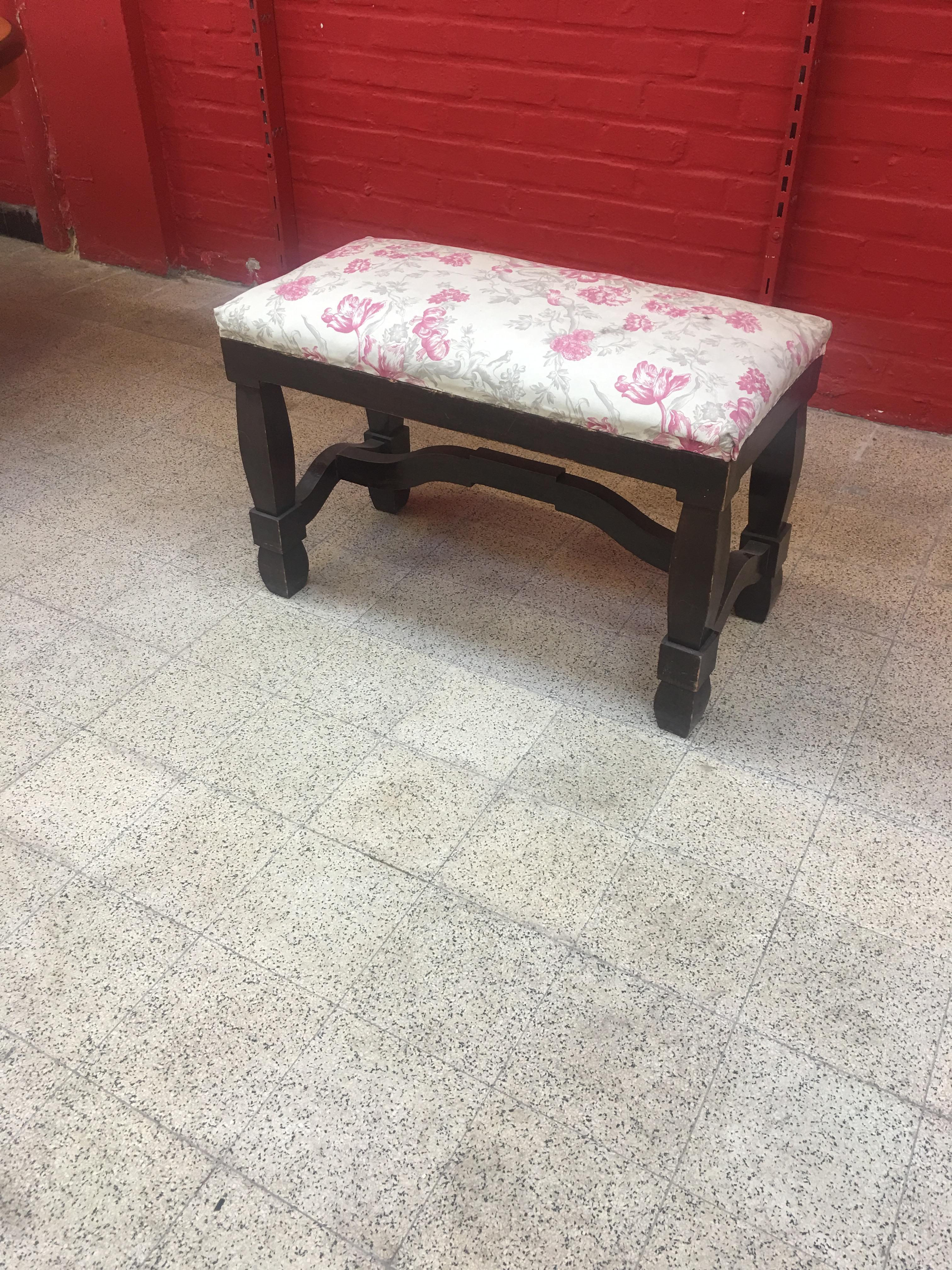 Art Deco Neoclassic Bench, in Blackened Wood, circa 1940-1950 In Good Condition For Sale In Saint-Ouen, FR