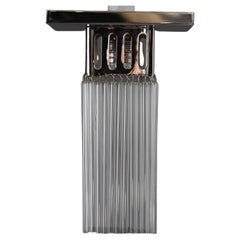 Small Art Deco Nickel-Plated Ceiling Lamp with Glass Sticks Around 1920s