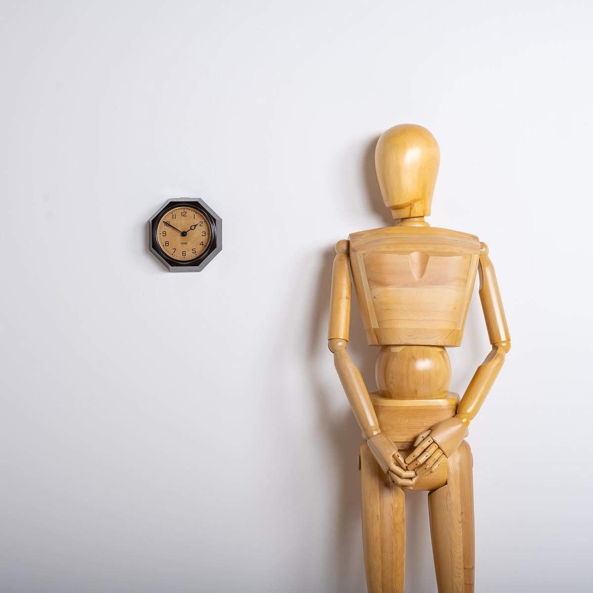Industrial Small Art Deco Octagonal Bakelite Wall Clock by Gents of Leicester For Sale