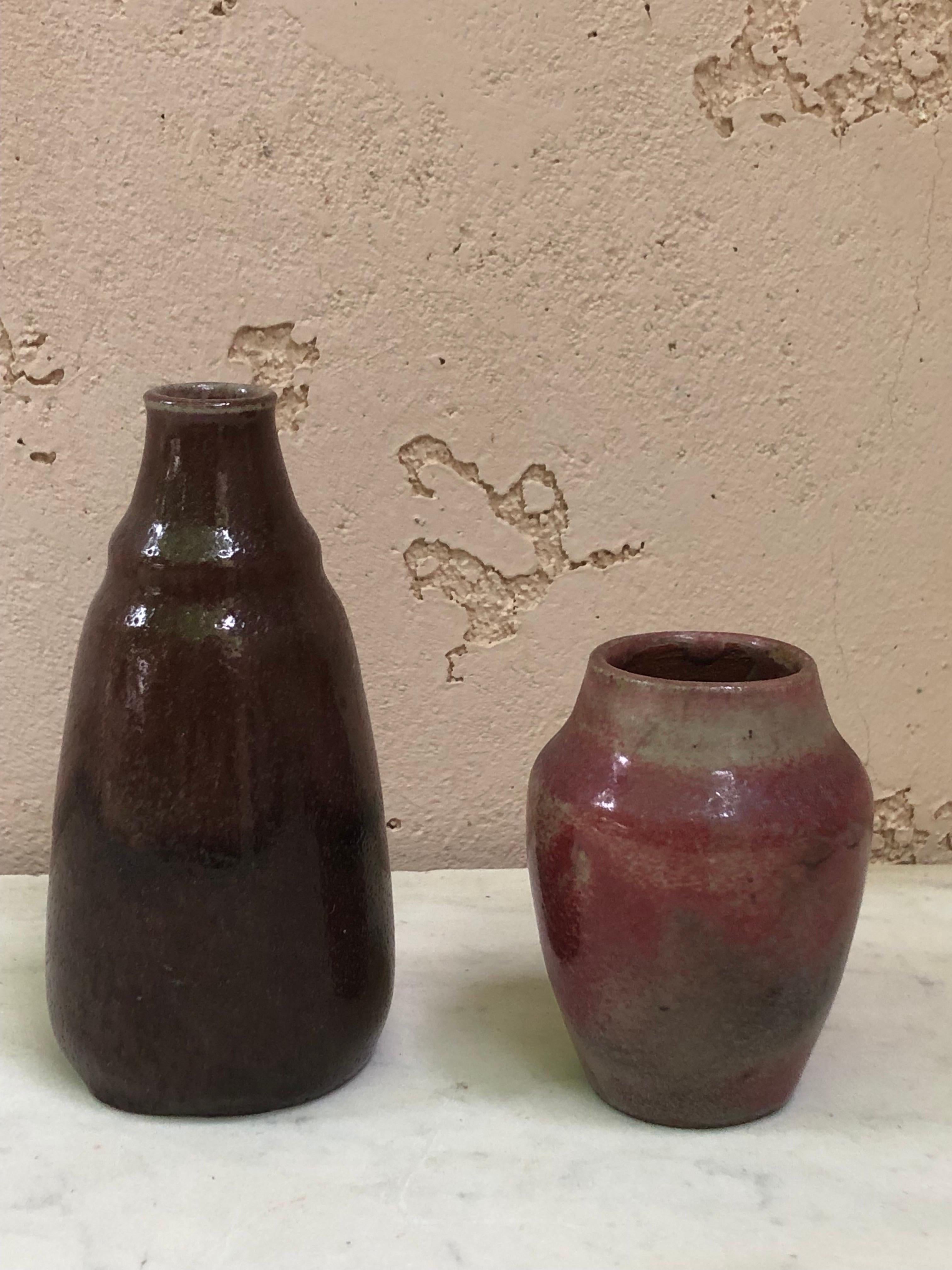 Mid-20th Century Small Art Deco Pottery Vase Auguste Delaherche, Circa 1930 For Sale