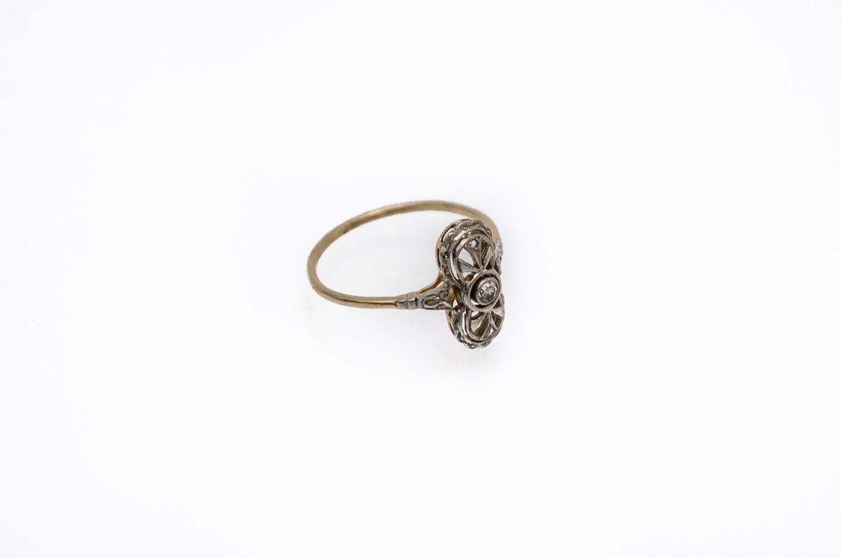 Women's or Men's Small Art Deco ring with a diamond, 1920s-30s. For Sale