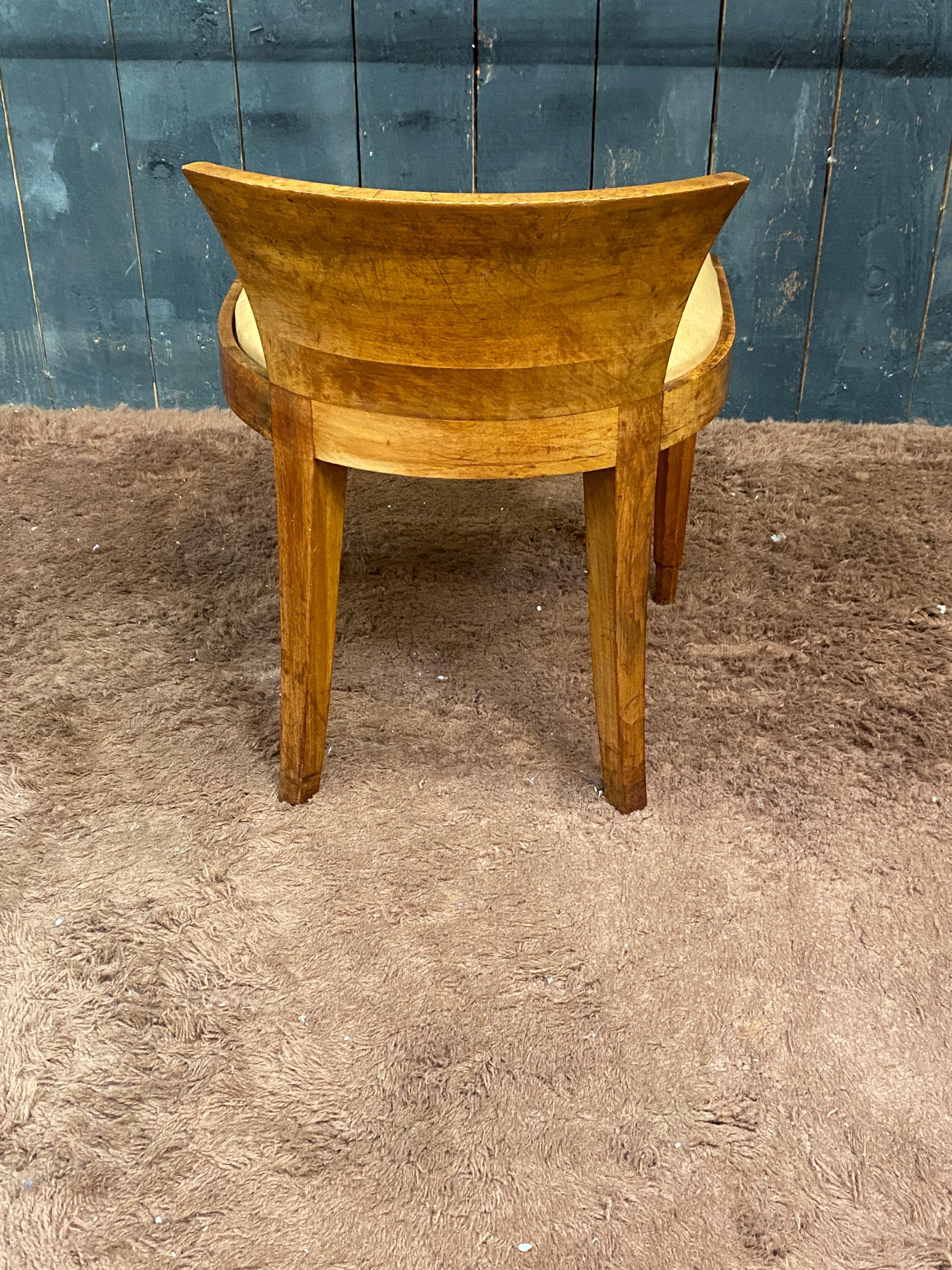 petite chaise d'appoint art déco en noyer massif, vers 1930 en vente 4