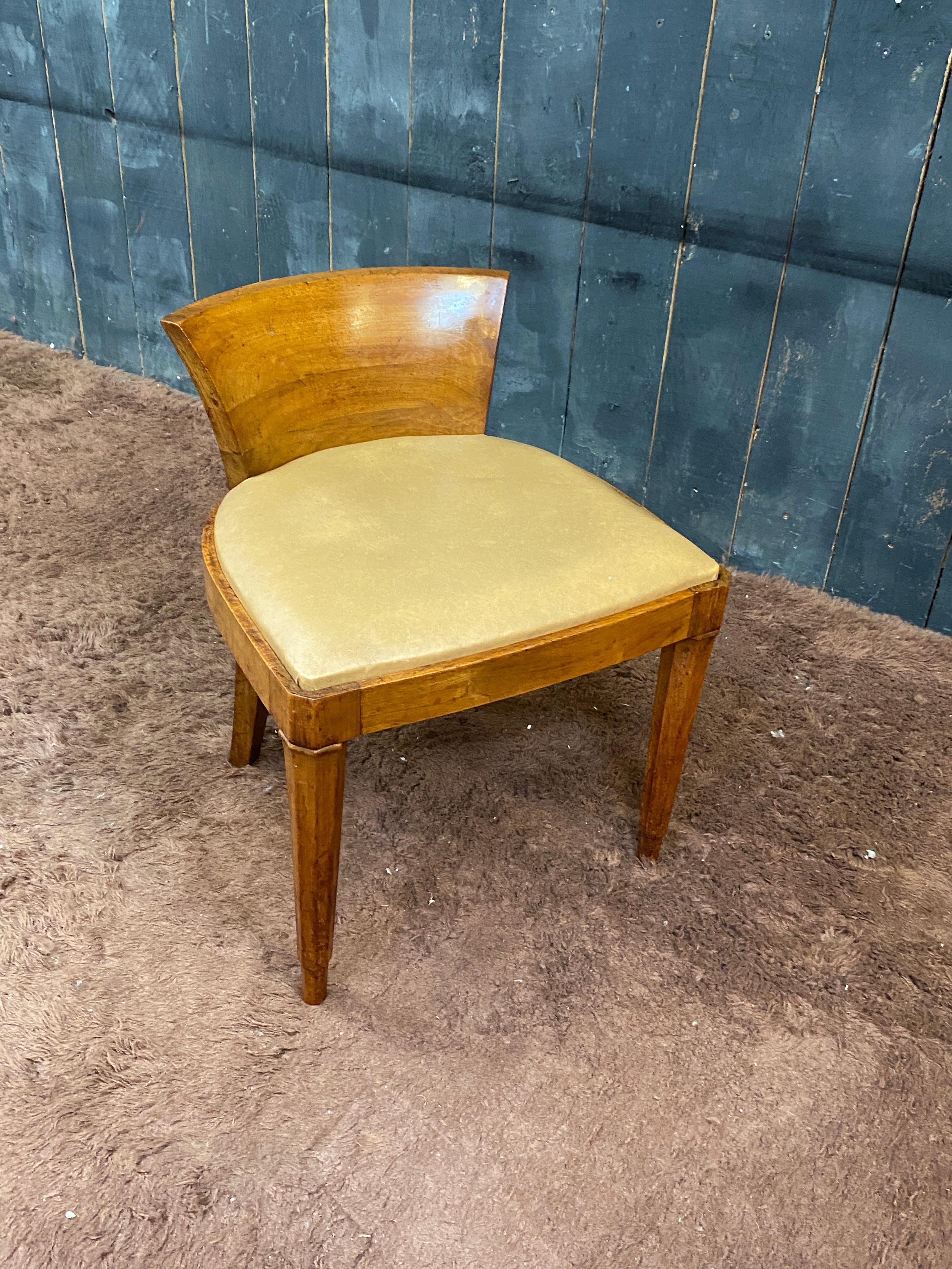 petite chaise d'appoint art déco en noyer massif, vers 1930 en vente 8