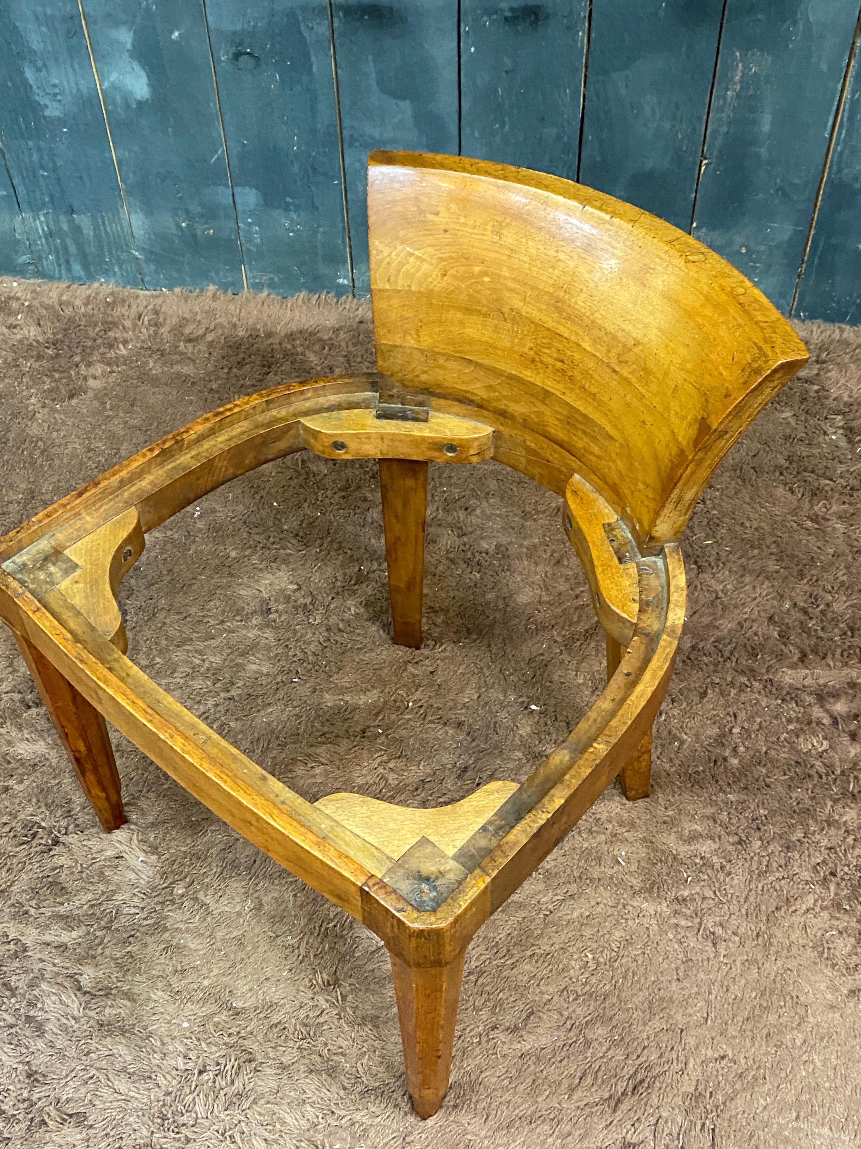 petite chaise d'appoint art déco en noyer massif, vers 1930 en vente 10