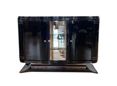 Small Art Deco Sideboard / Buffet, Black Lacquer, Nickel, France, circa 1925