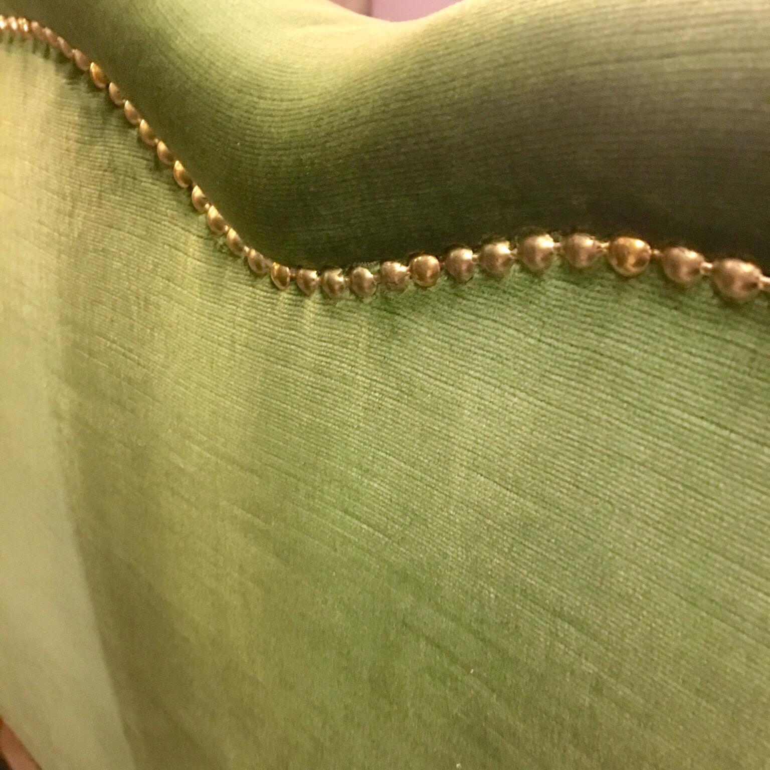 Small Art Deco Sofa Newly Upholstered with Acid Green Velvet, 1940s 4