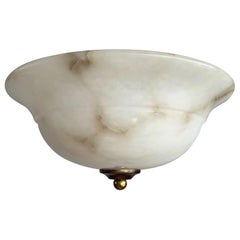 Small Art Deco Style Entrance Hallway Alabaster Flush Mount / Ceiling Fixture
