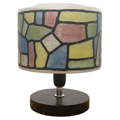 Small Art Deco Style Table Lamp With Stained Glass Shade - British, C1990s