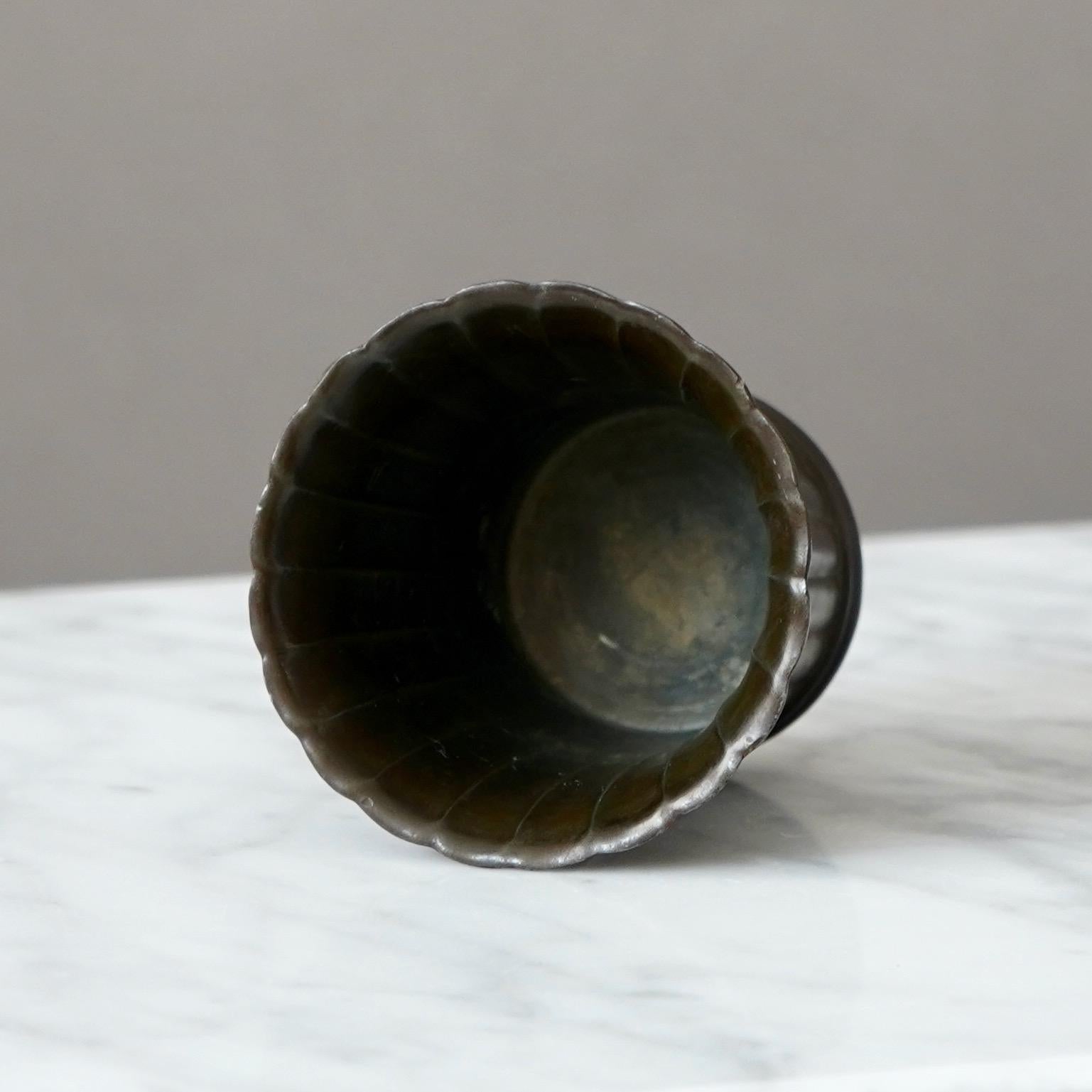 Cast Small Art Deco Vase by Just Andersen, Denmark, 1930s For Sale