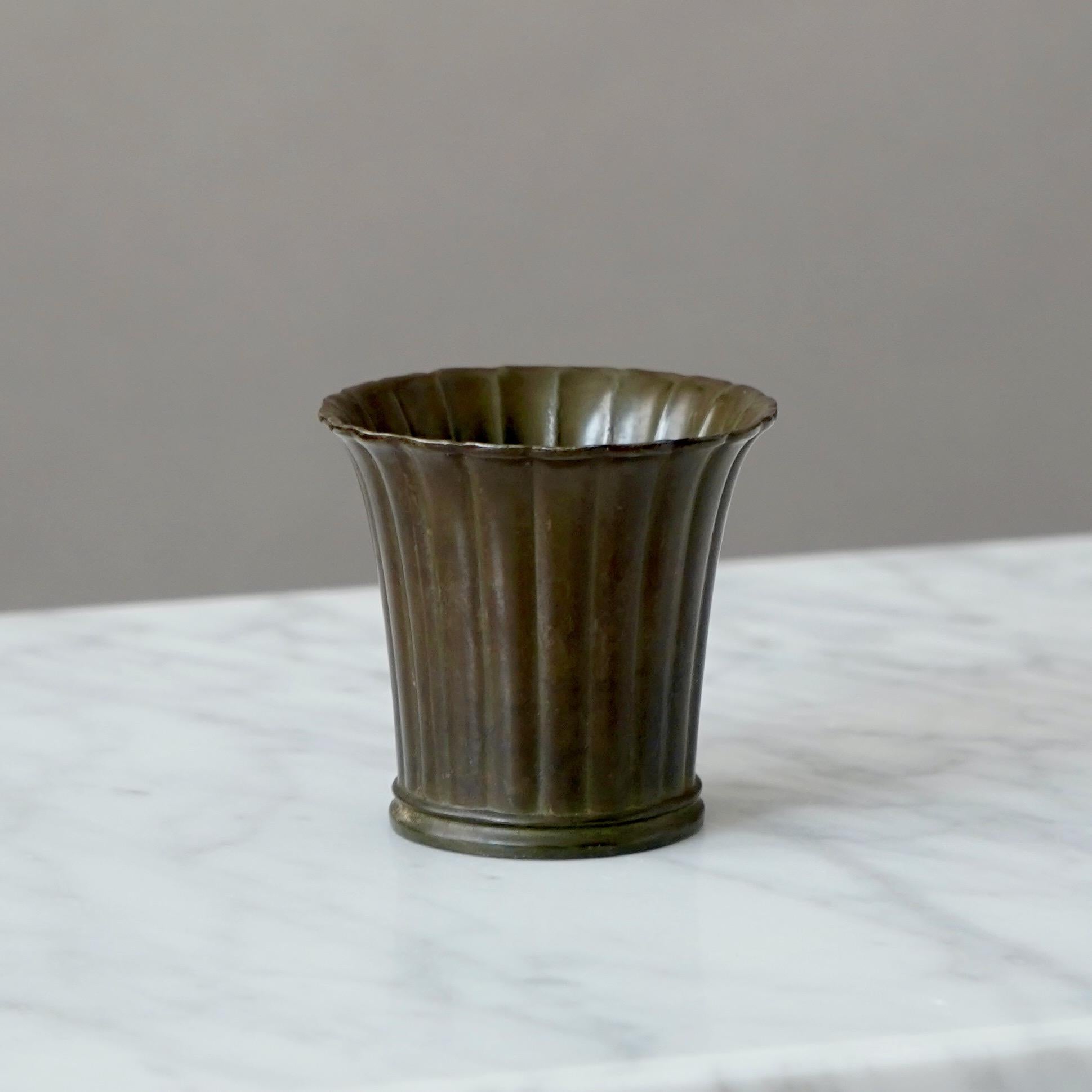 Metal Small Art Deco Vase by Just Andersen, Denmark, 1930s For Sale