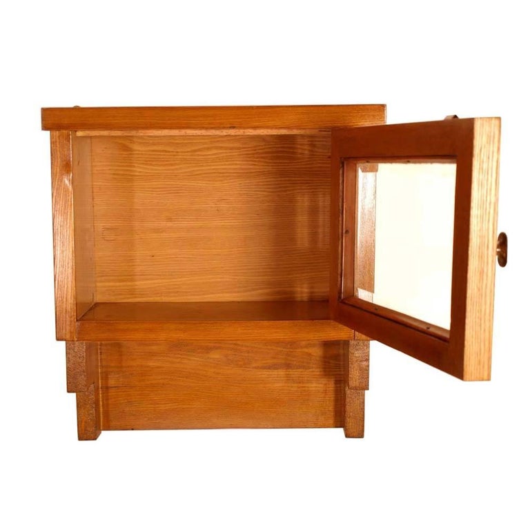 Small Art Deco Wall Apothecary Or Display Cabinet Bevelled Crystal Italian Small Art Deco Wall Apothecary Or Display Cabinet Bevelled Crystal In Oak Wood For