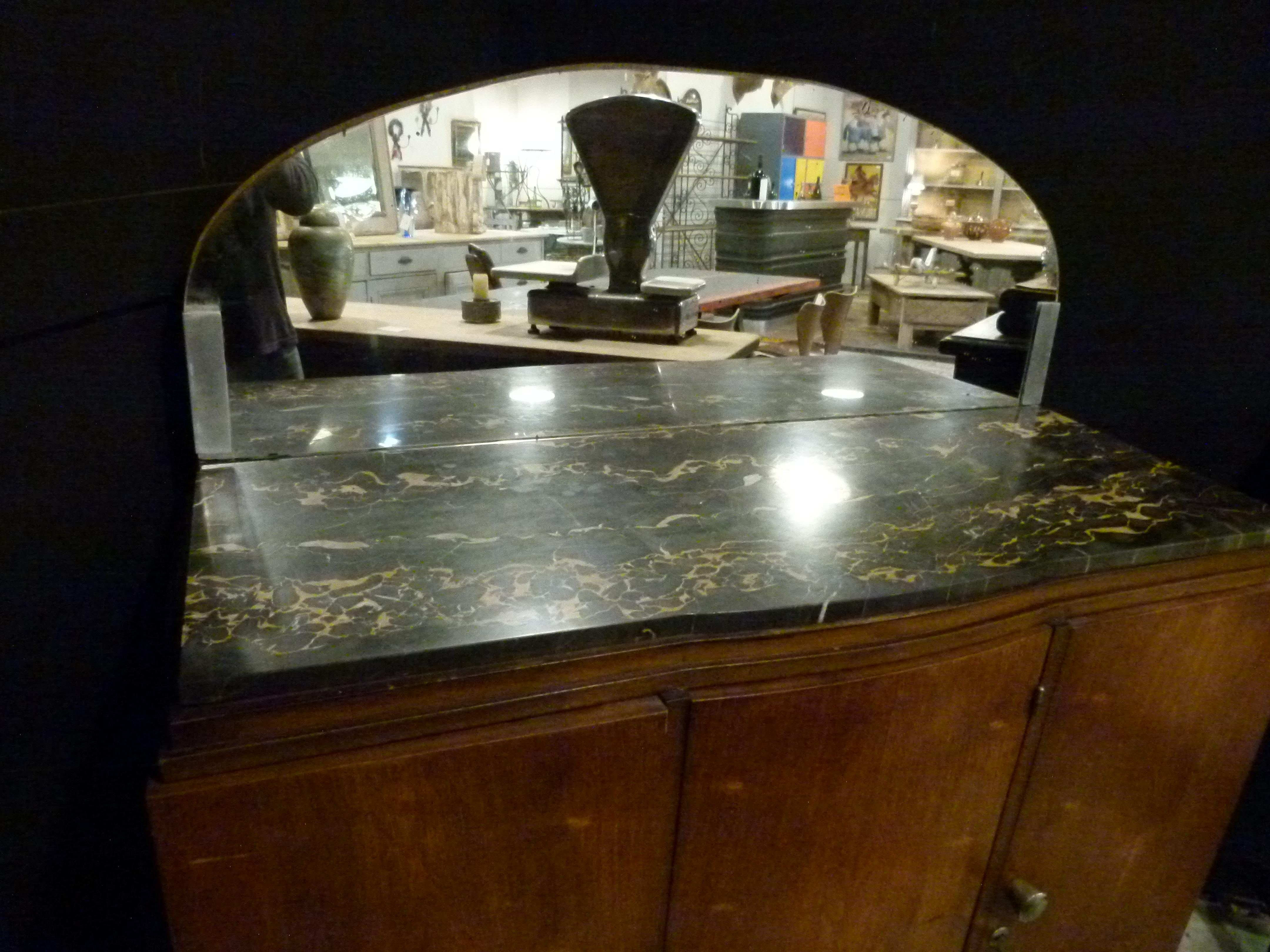 Art Nouveau Art Deco French Buffet with  incorporated Mirror on the top.