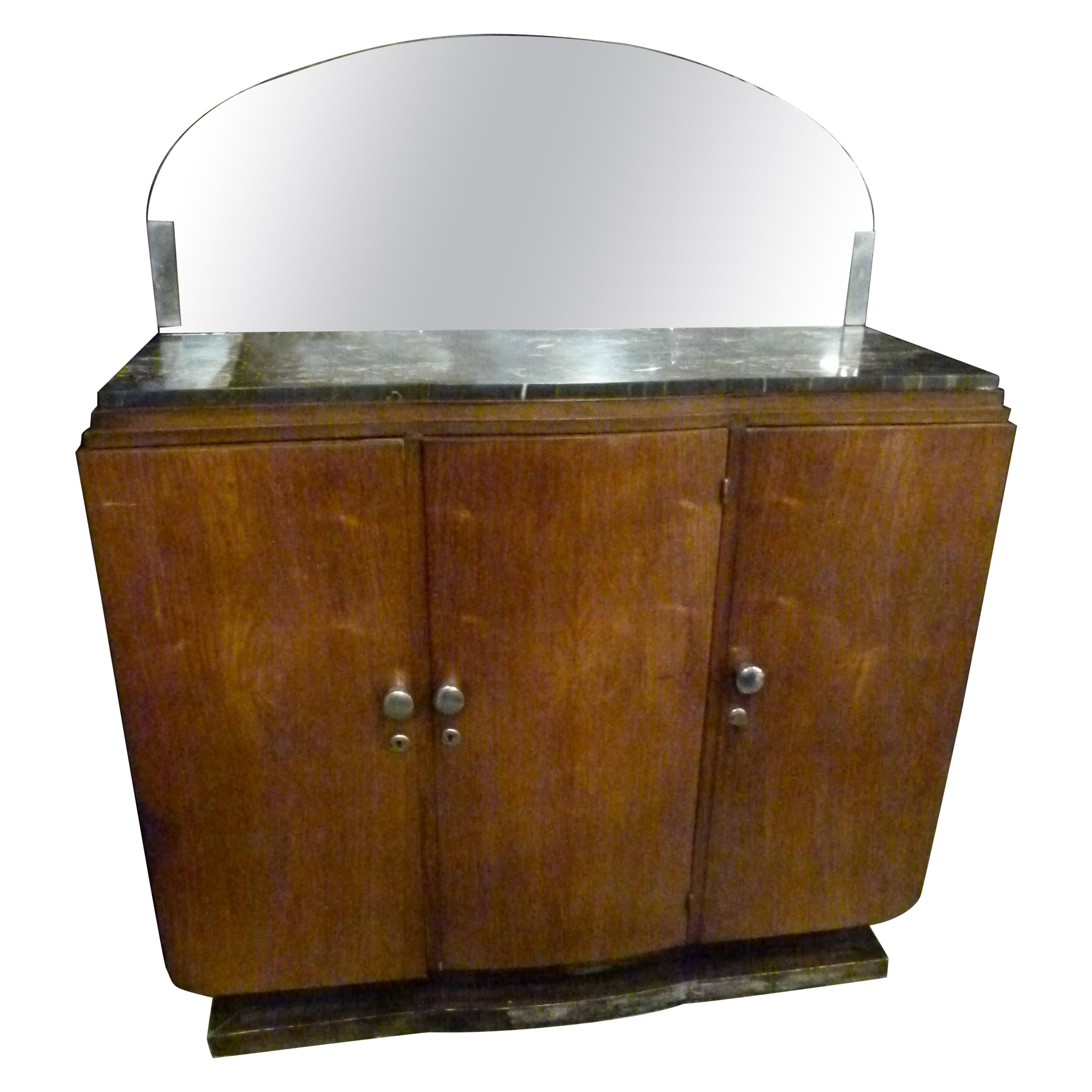 Art Deco French Buffet with  incorporated Mirror on the top.