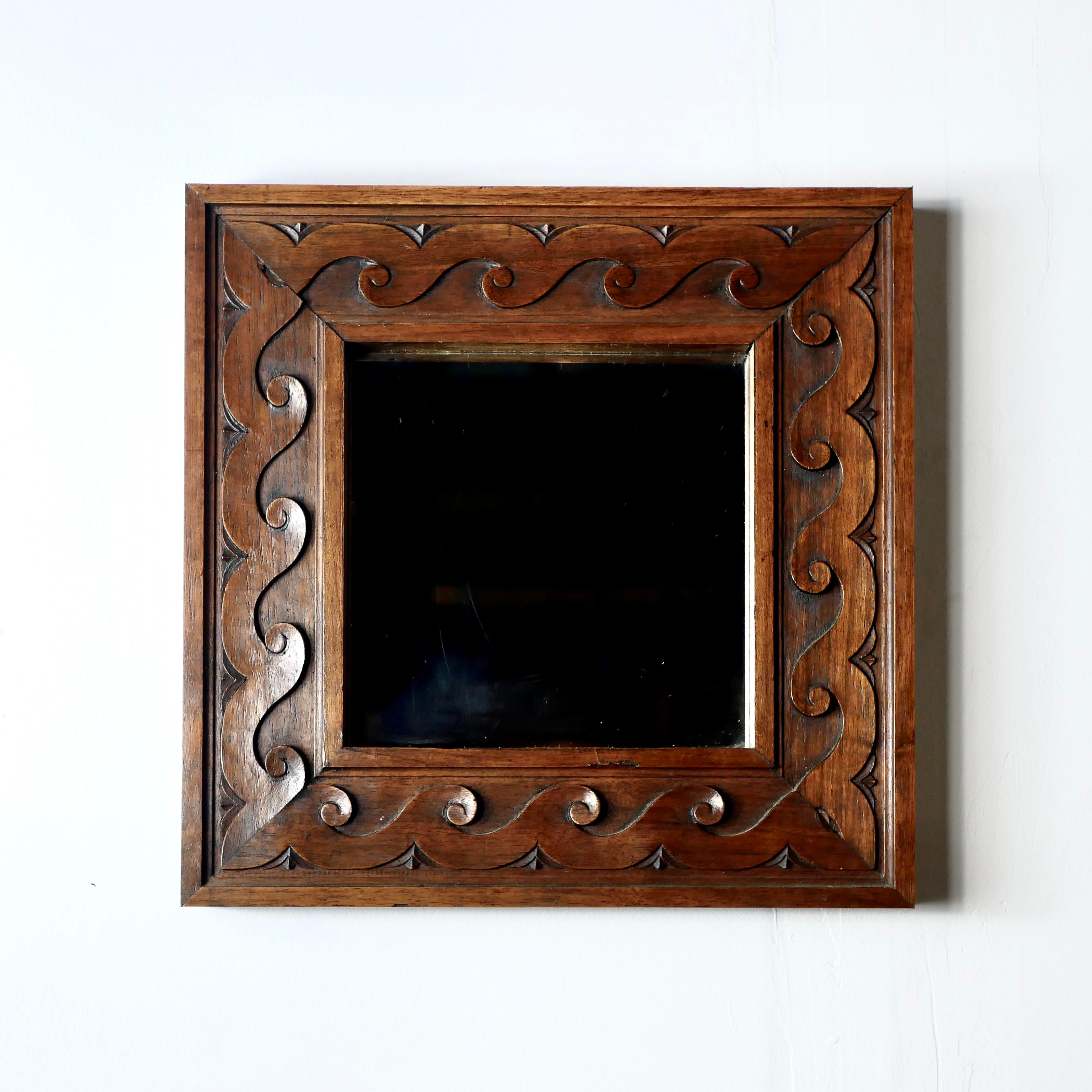 Small Art Deco wooden mirror, France, 1930 In Good Condition In Lyon, FR