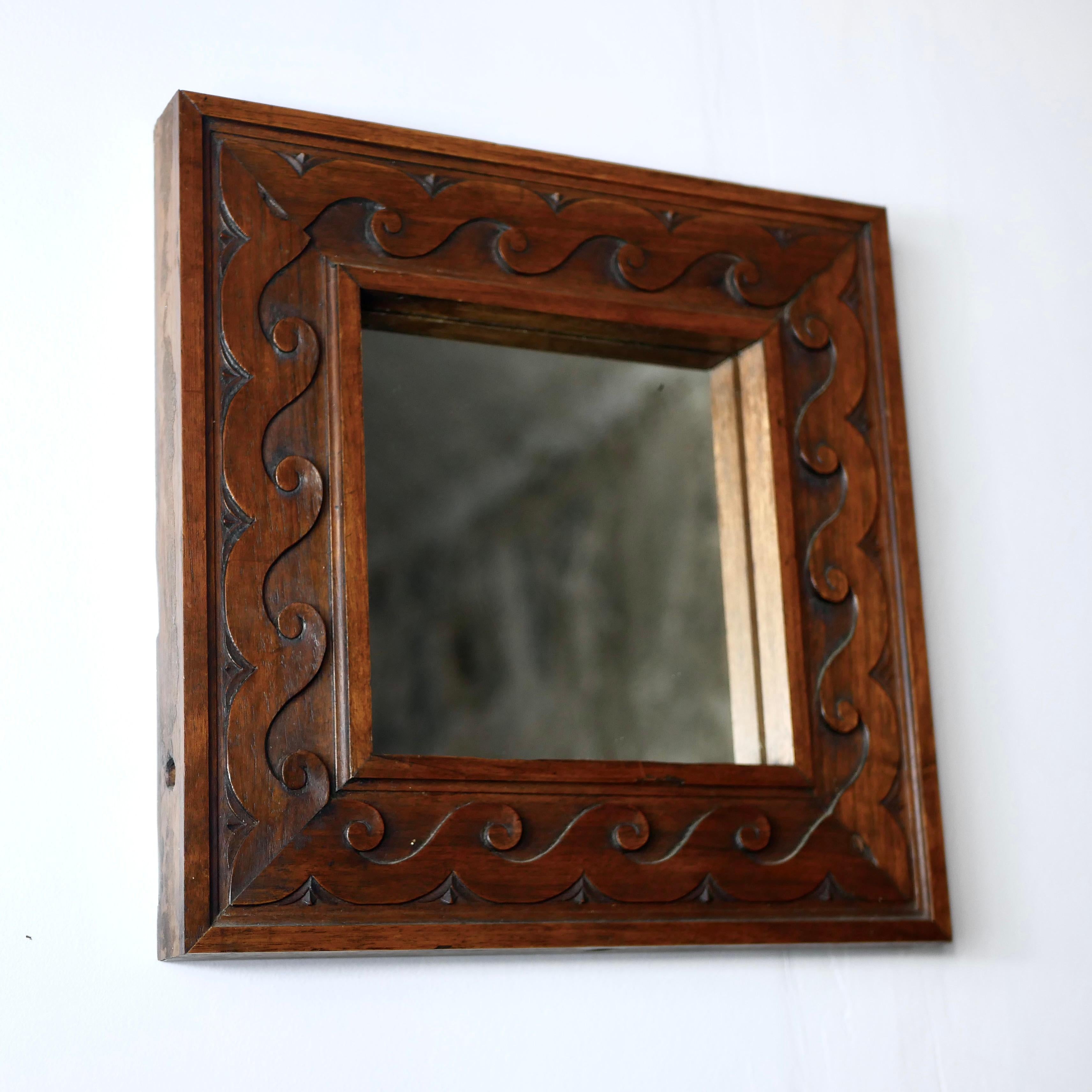 Mid-20th Century Small Art Deco wooden mirror, France, 1930