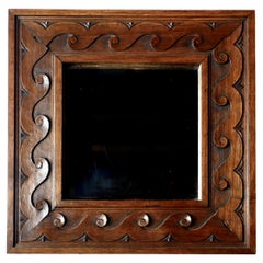 Small Art Deco wooden mirror, France, 1930