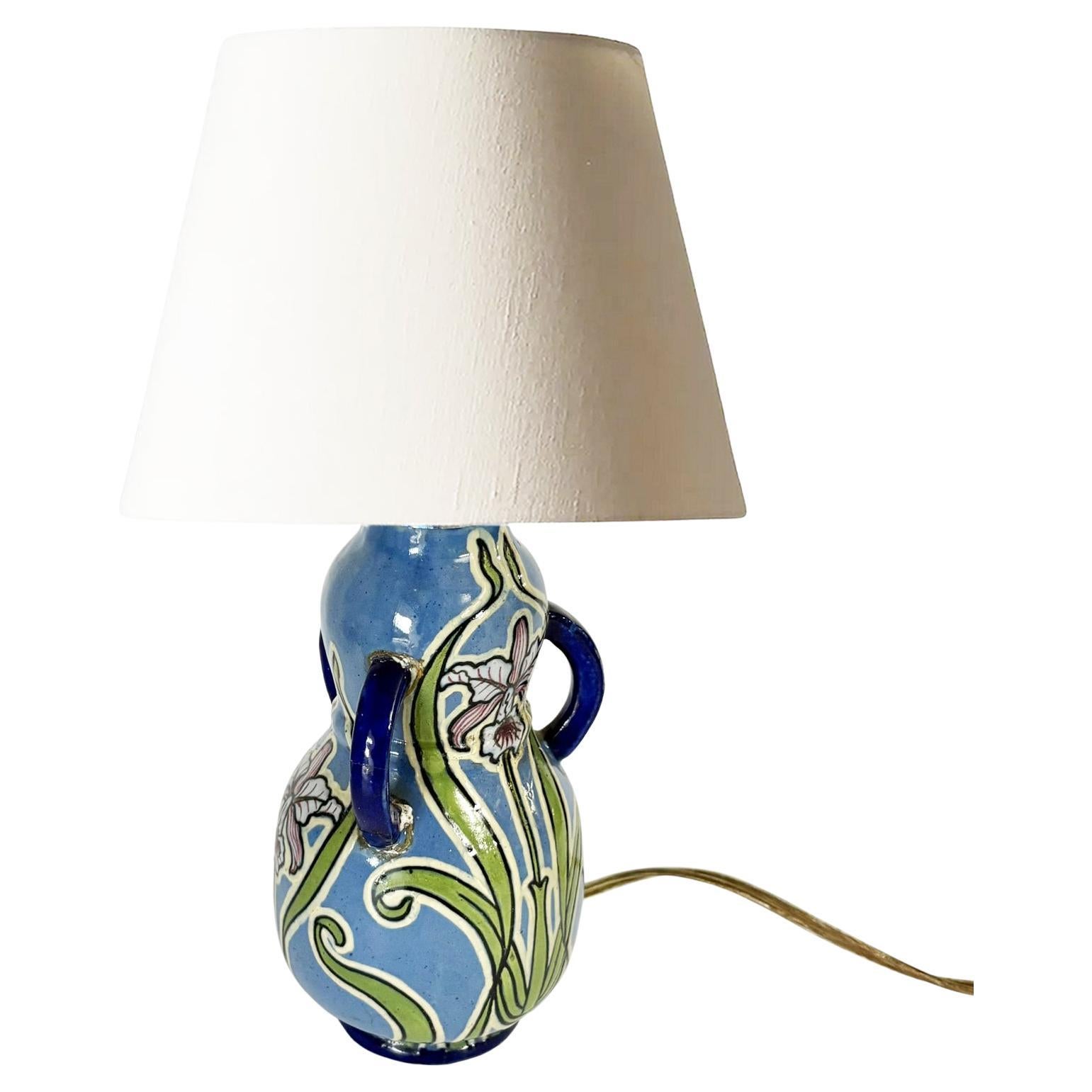 Small Art Nouveau lamp in glazed ceramic