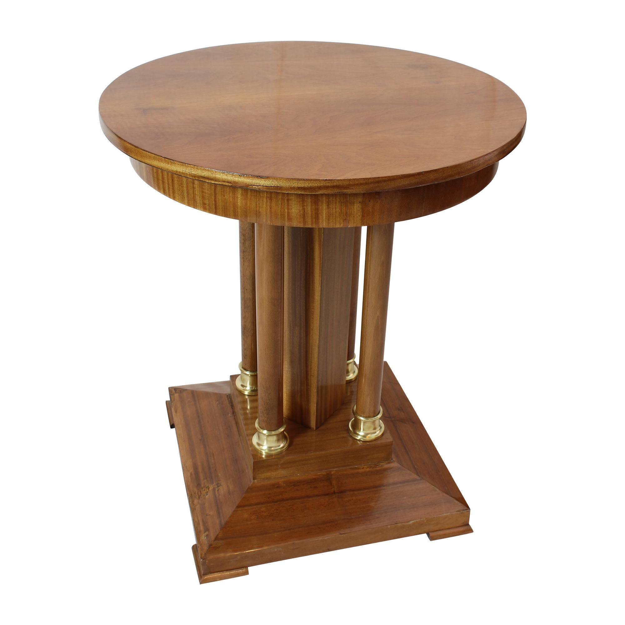 Polished Small Art Nouveau Walnut Side Table For Sale